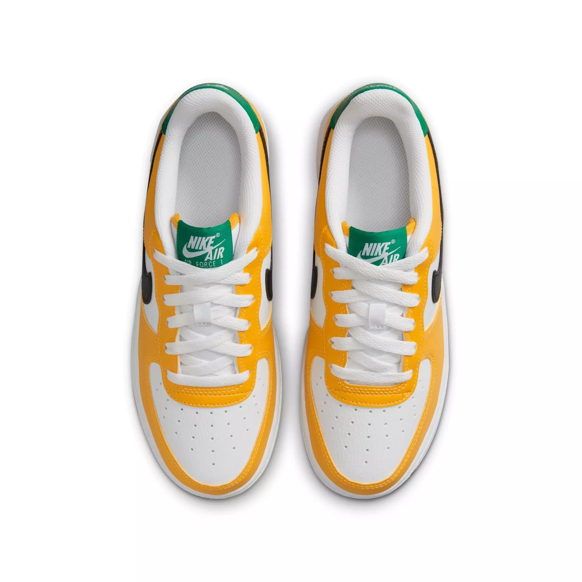 Nike Air Force 1 "White/Gold/Black" Grade School Boys' Shoe - WHITE/GOLD