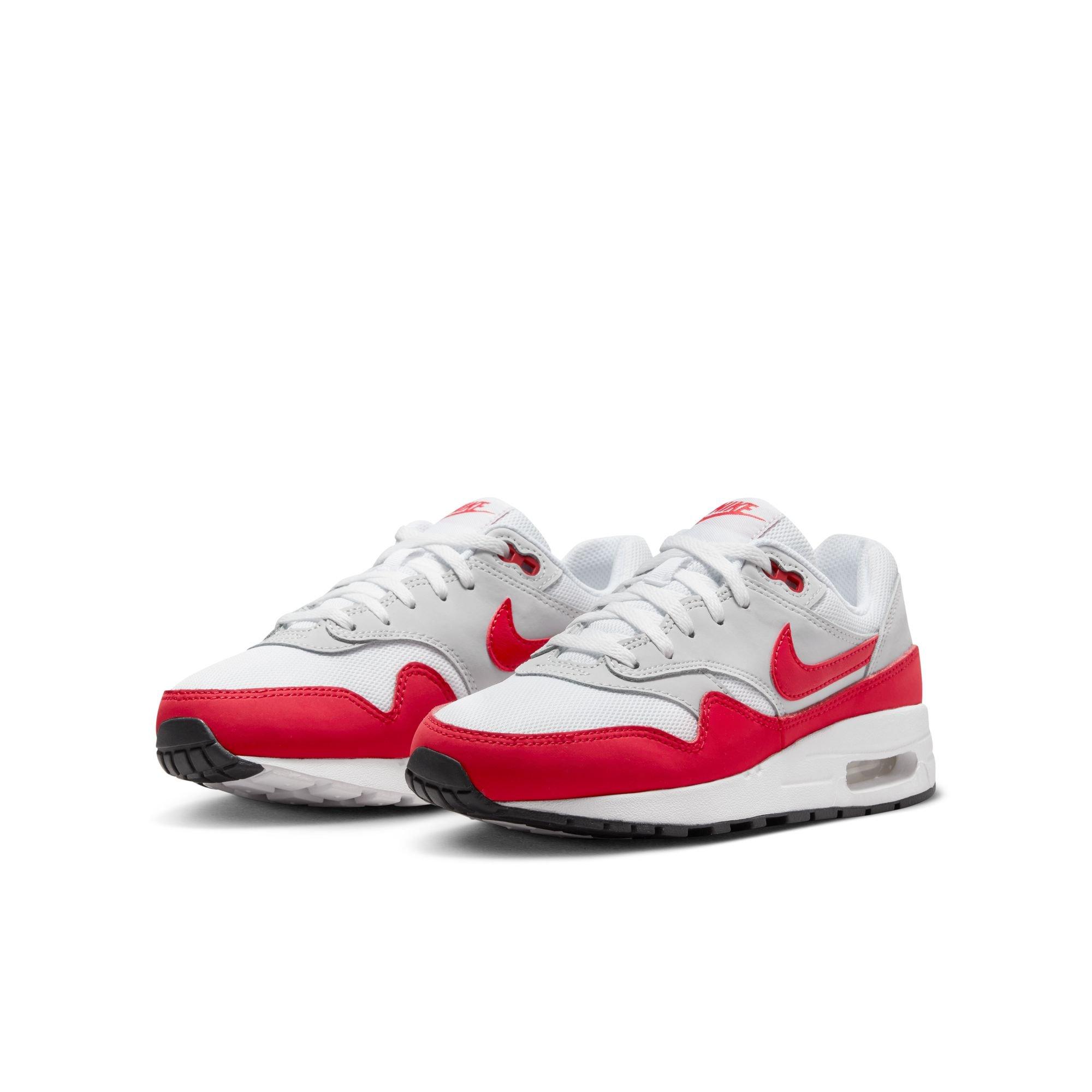 Nike Air Max 1 "Sport Red" Grade School Kids' Shoe - NEUTRAL GREY/UNIVERSITY RED/WHITE Thumbnail View 3