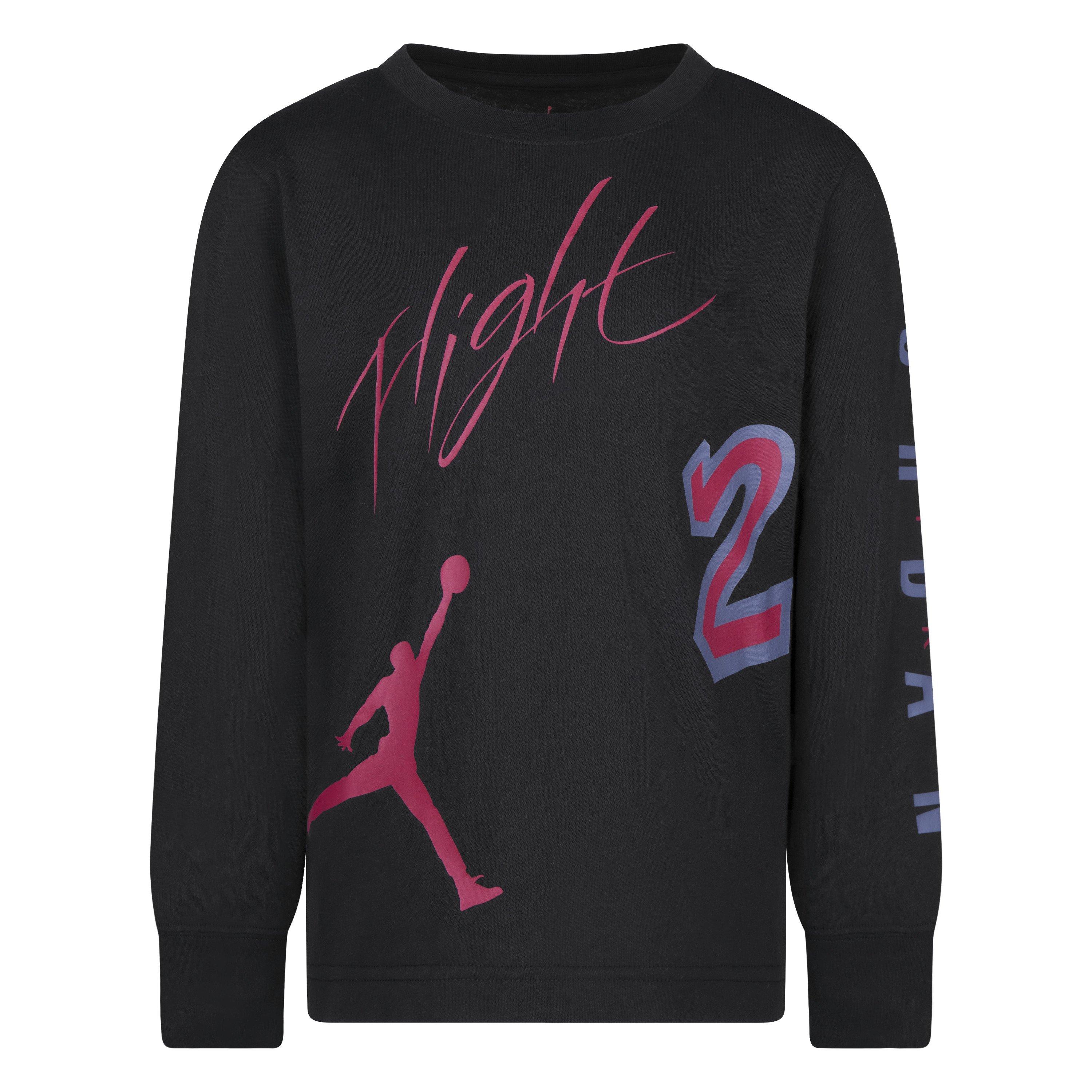 Jordan Big Boys' All Over Retro Longsleeve Tee - BLACK/RED Thumbnail View 1