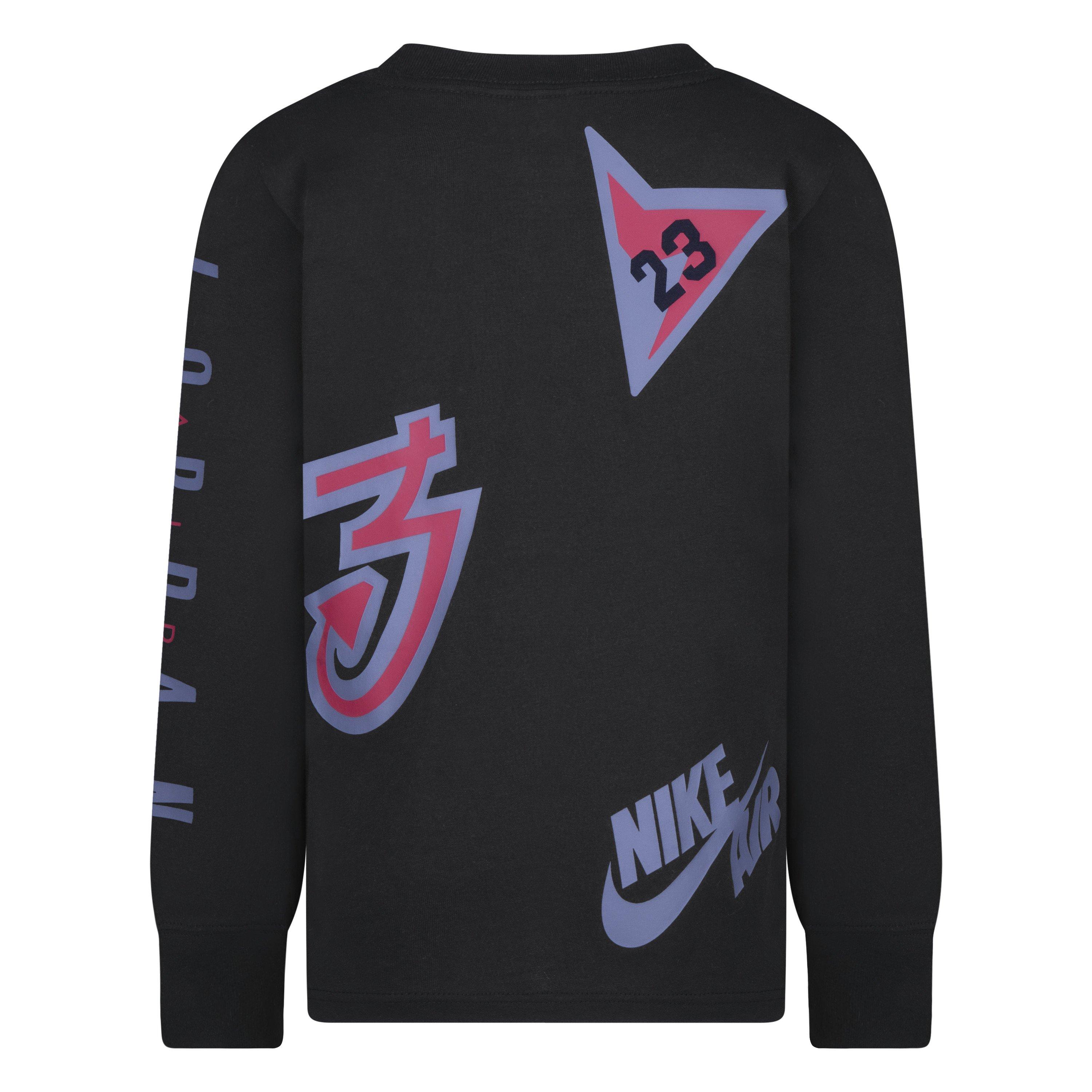 Jordan Big Boys' All Over Retro Longsleeve Tee - BLACK/RED Thumbnail View 2