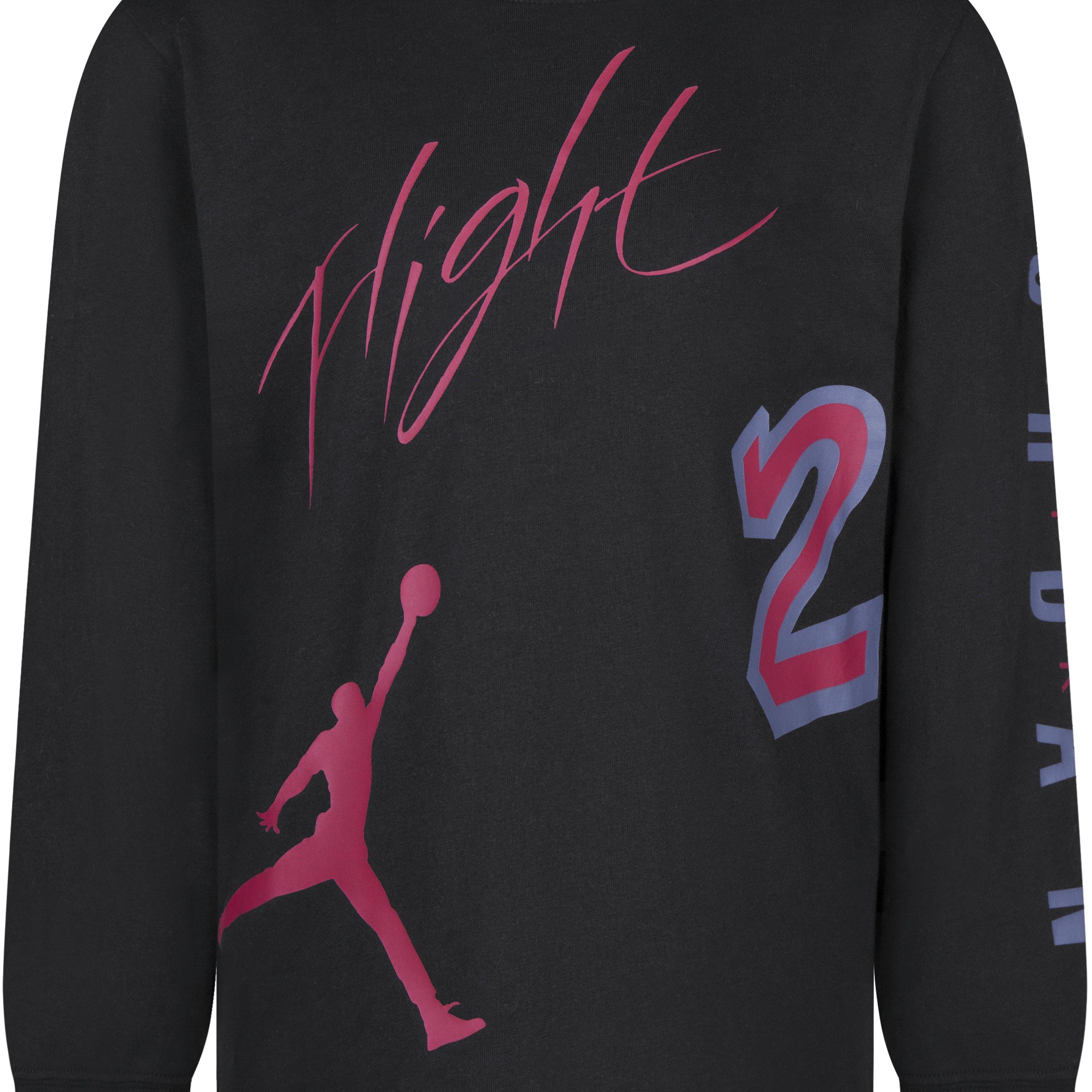 Jordan Big Boys' All Over Retro Longsleeve Tee - BLACK/RED Thumbnail View 4