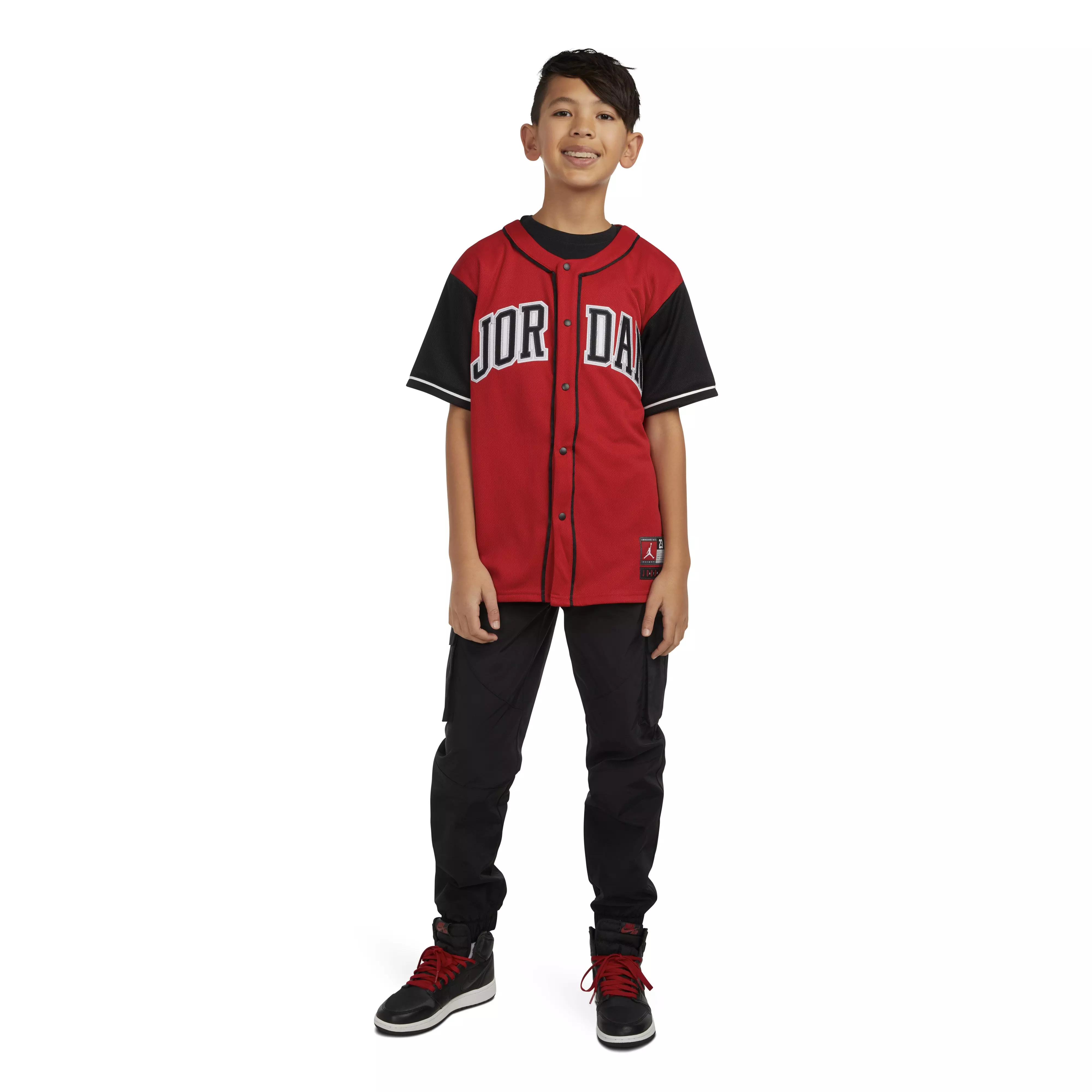 Jordan Big Boys' HBR Baseball Jersey - RED/BLACK