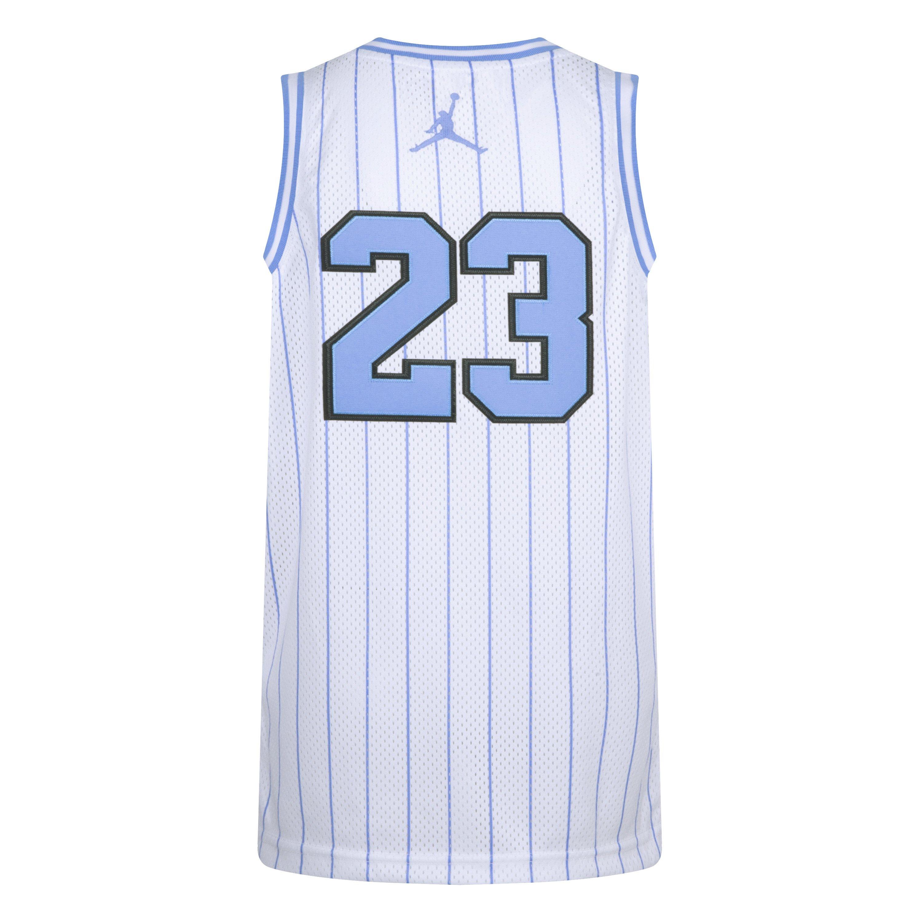 Jordan Big Boys' 23 Pinstripe Jersey, White/Blue, Size: Small, Polyester