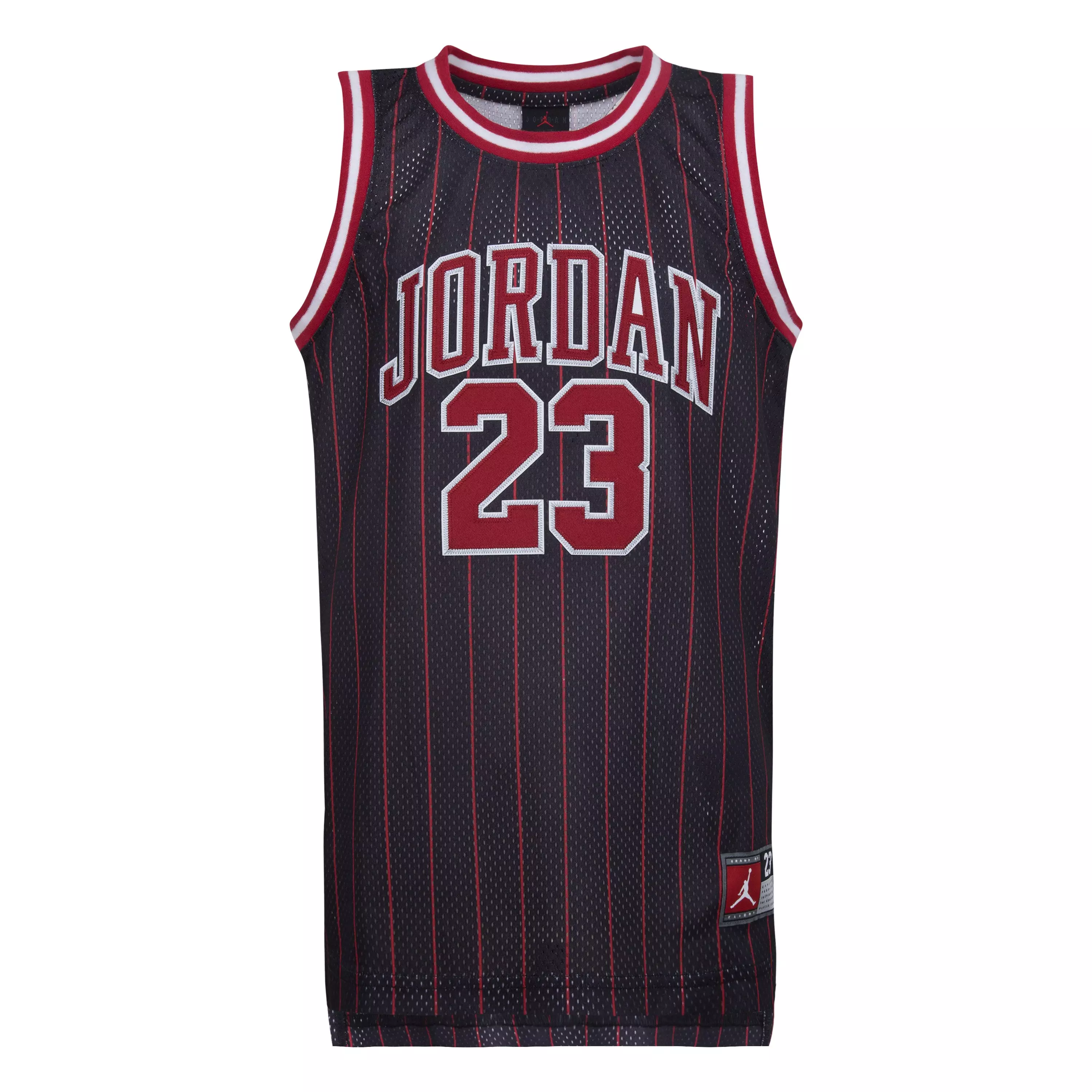 Jordan Big Boys' 23 Pinstripe Jersey Top - BLACK/RED