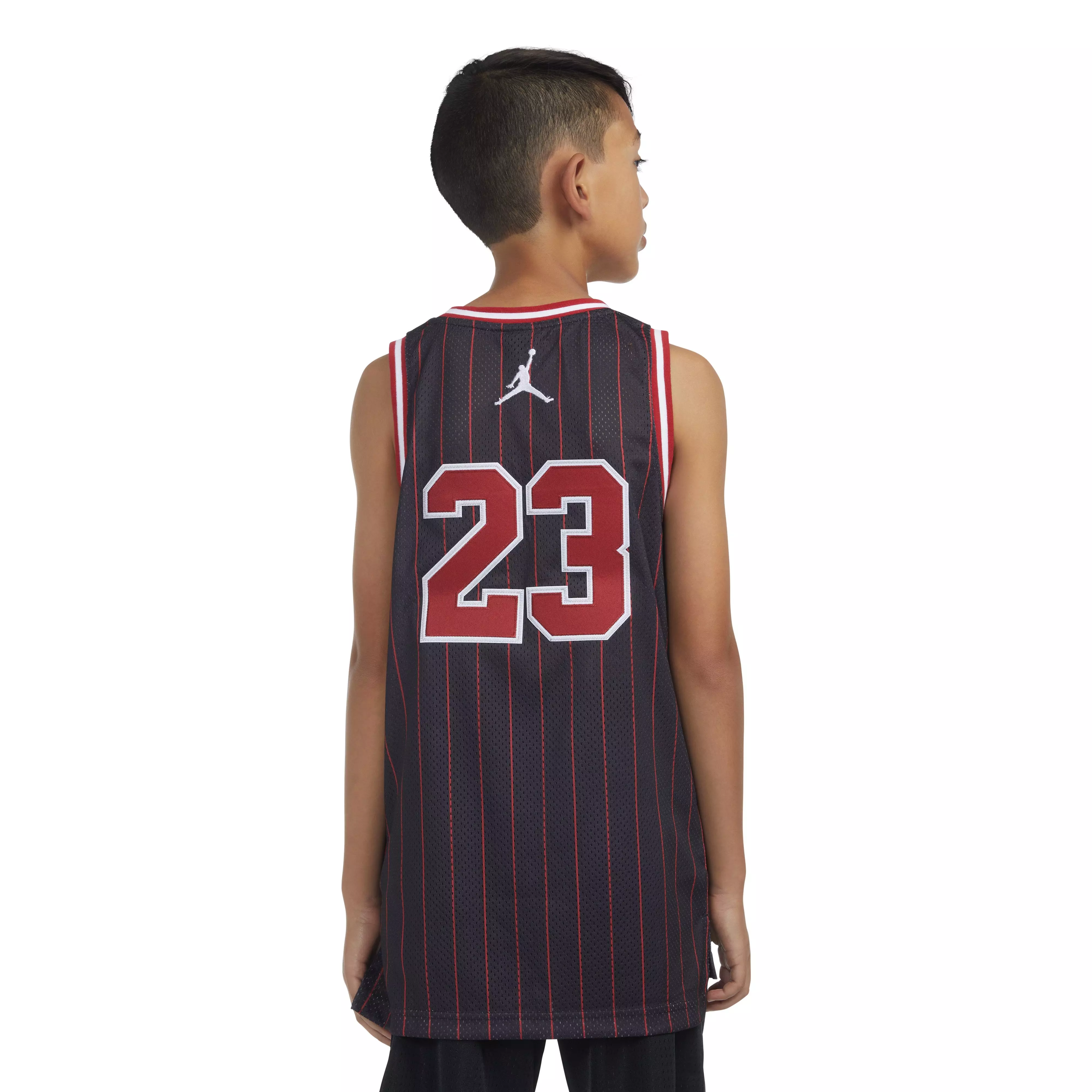 Jordan Big Boys' 23 Pinstripe Jersey Top - BLACK/RED
