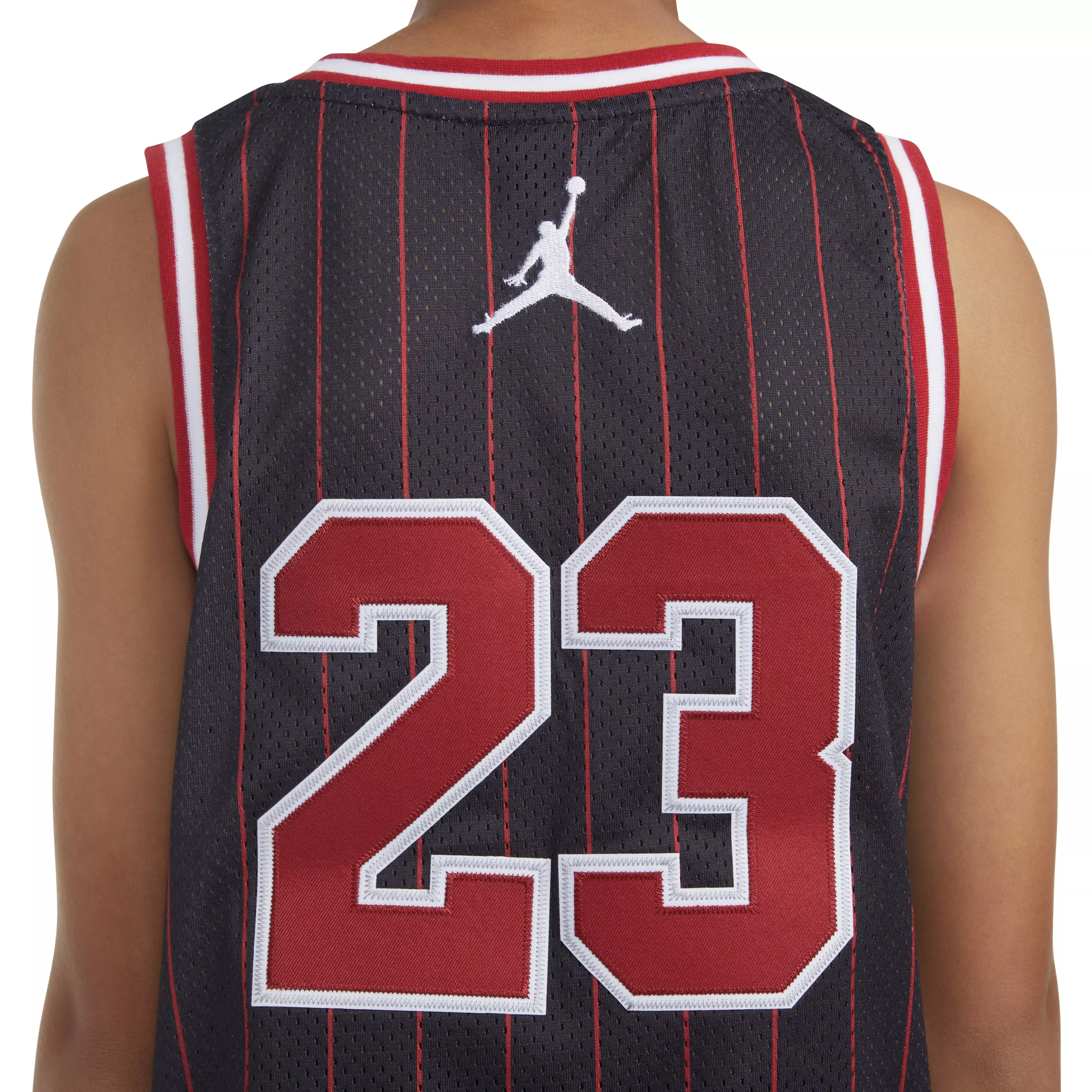 Jordan Big Boys' 23 Pinstripe Jersey Top - BLACK/RED