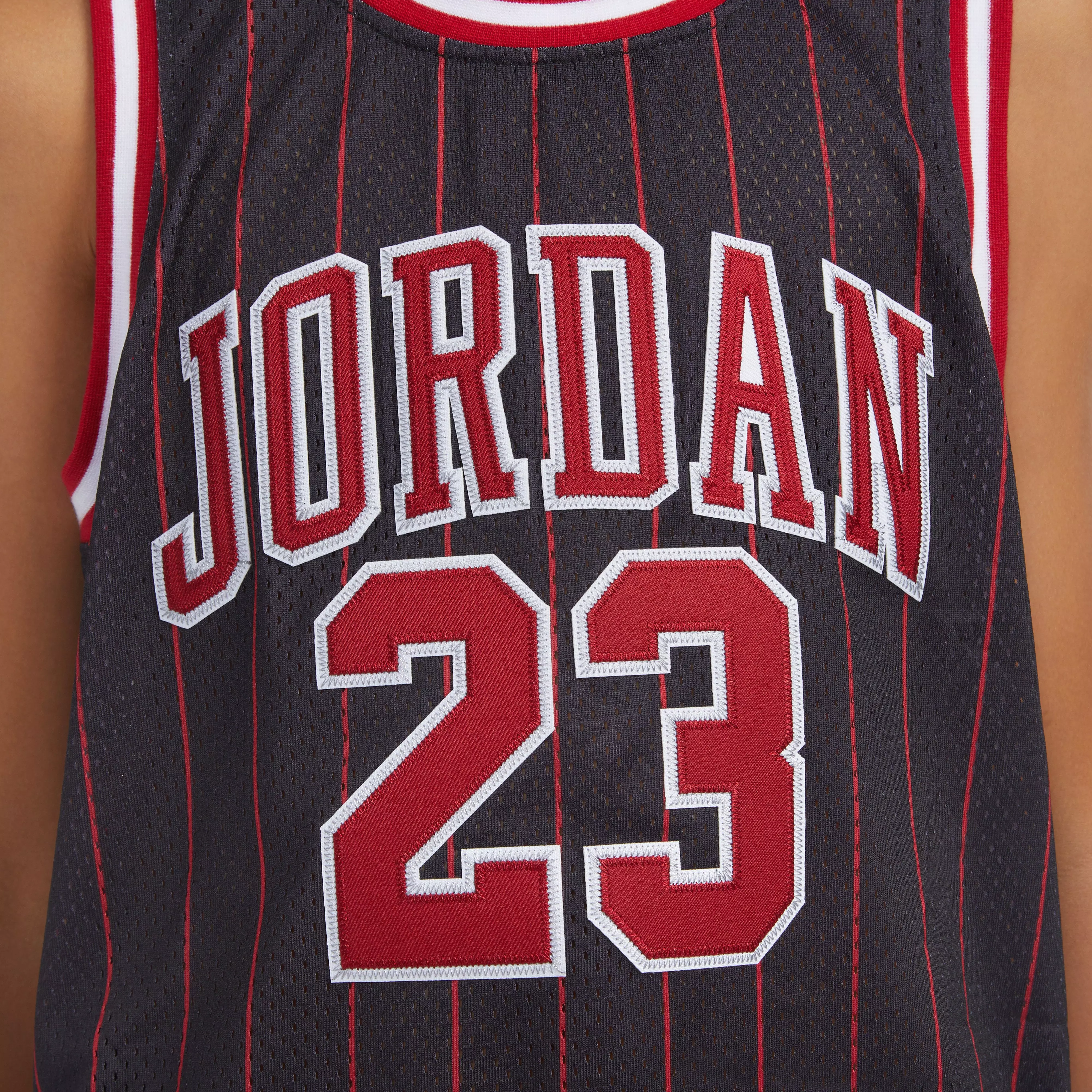 Jordan Big Boys' 23 Pinstripe Jersey Top - BLACK/RED
