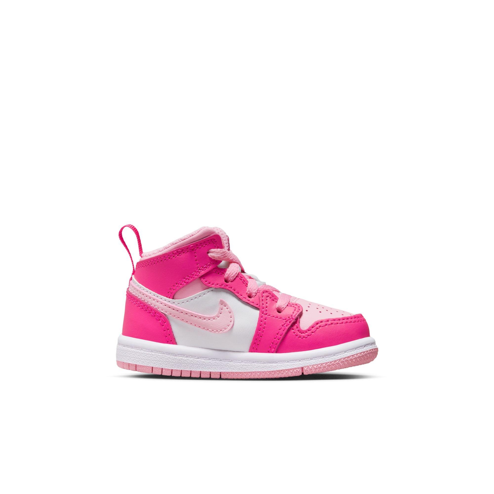 Jordan 1 Mid Fierce Pink Grade School Girls' Shoe - Hibbett