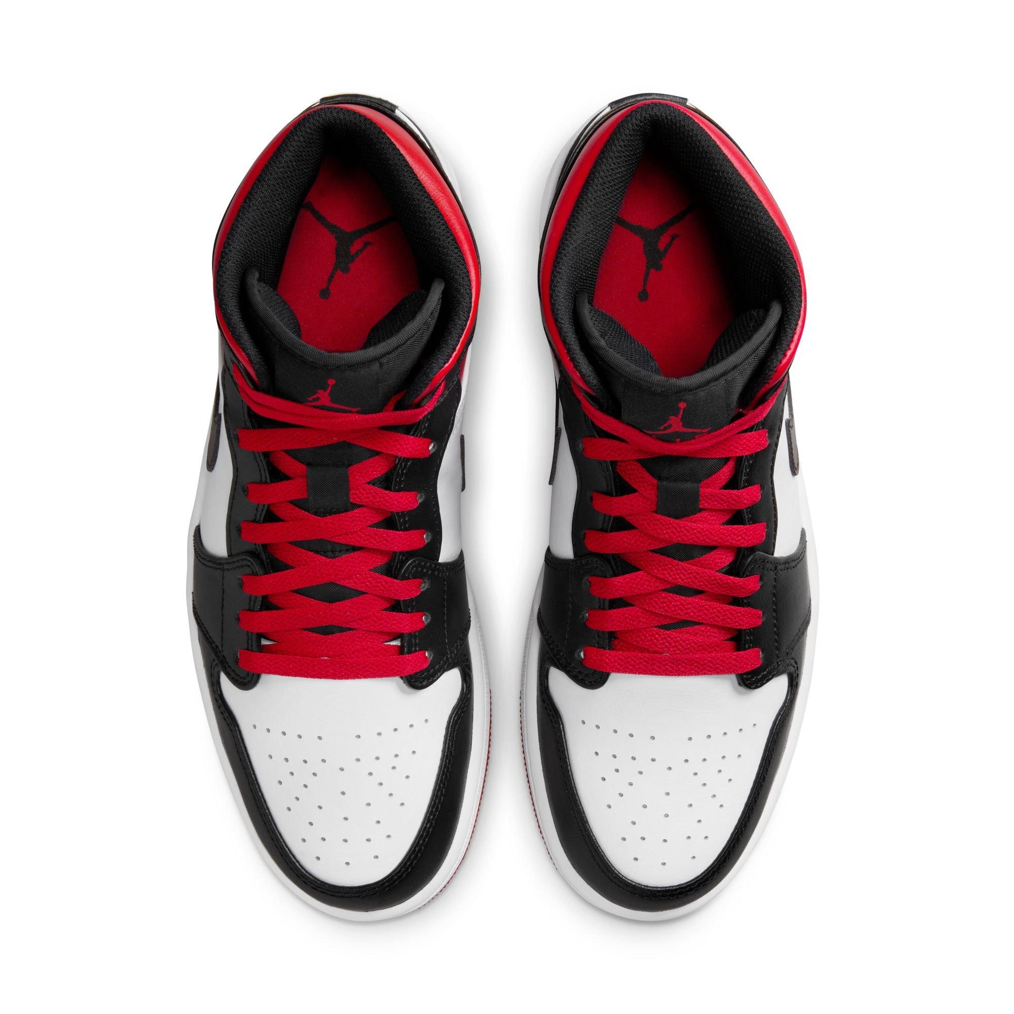 Jordan 1 Mid Black/Gym Red/White Women's Shoe - Hibbett