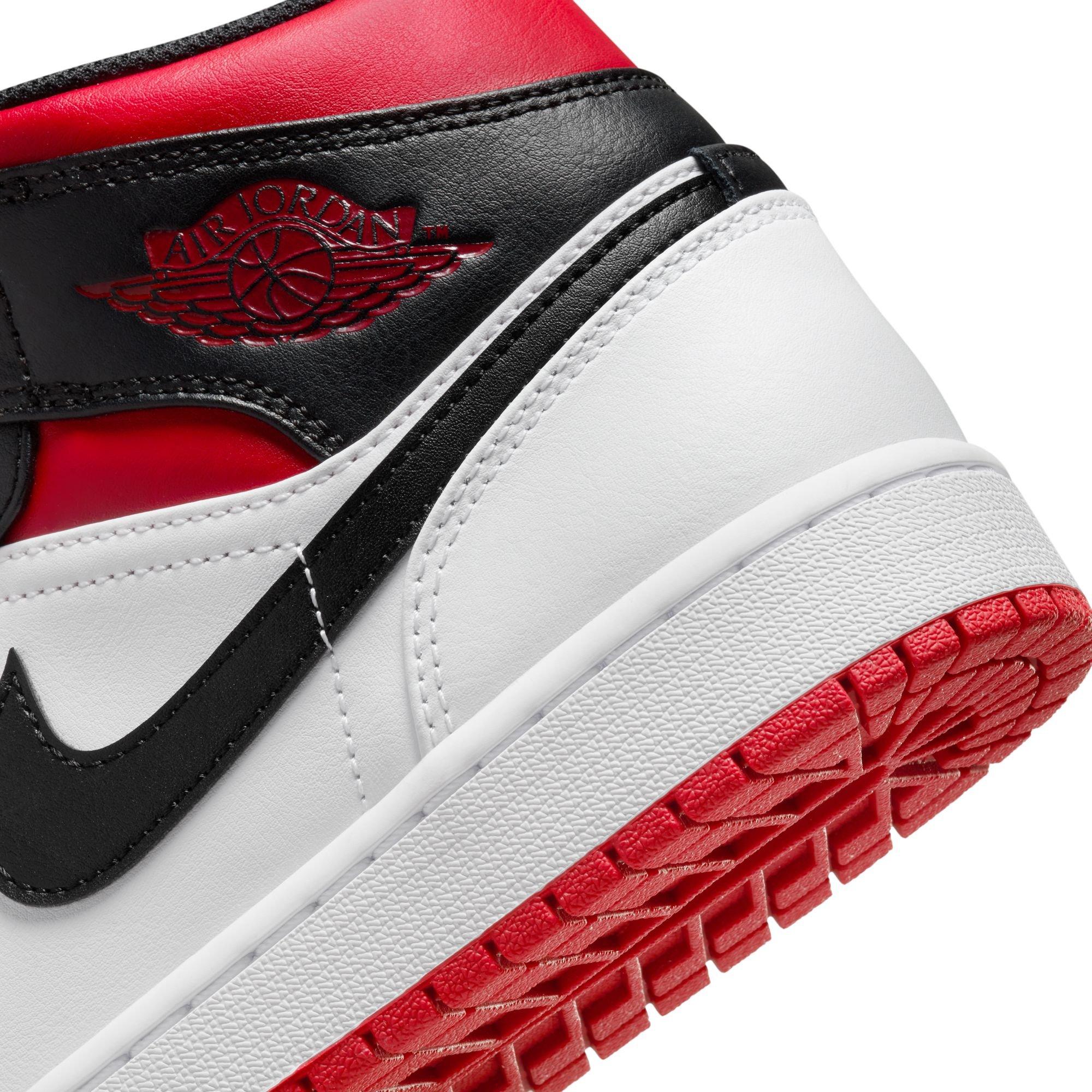  Nike Men's Air Jordan 1 Mid Sneaker, White/Black-red, 9