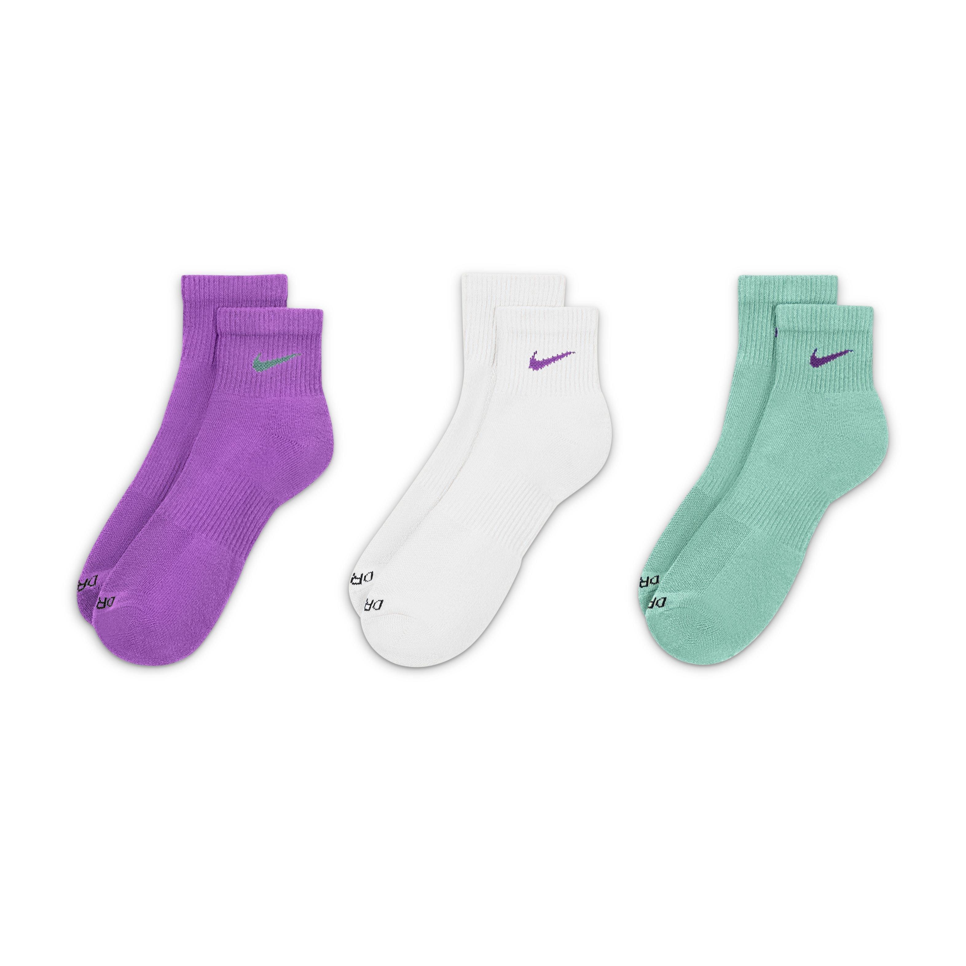 Nike Everyday Plus Cotton Cushioned Ankle Quarter Length Sock 3-Pack