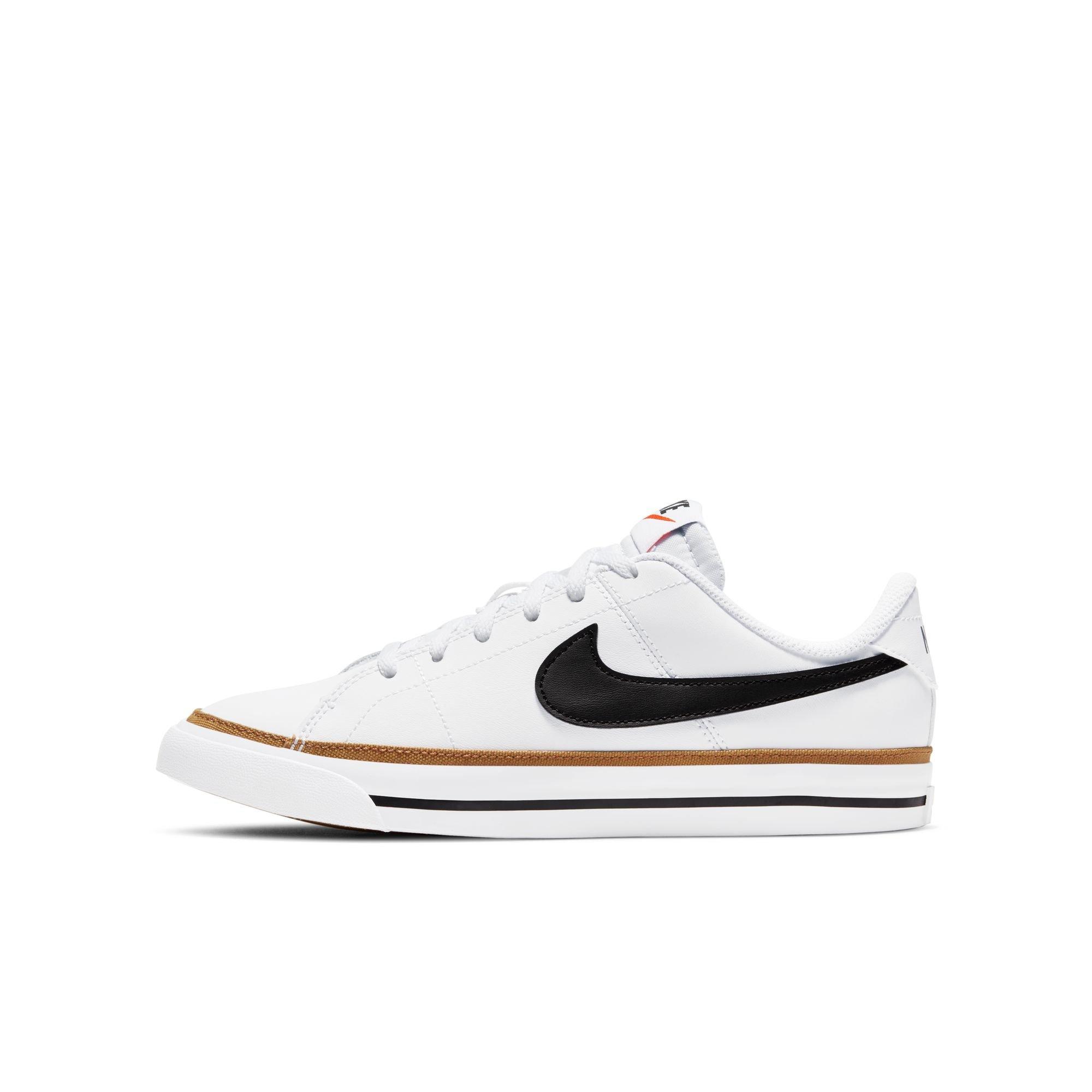 Nike Court Legacy Grade School Girls' "White/Black-Desert Ochre-Gum Light Brown" Shoe