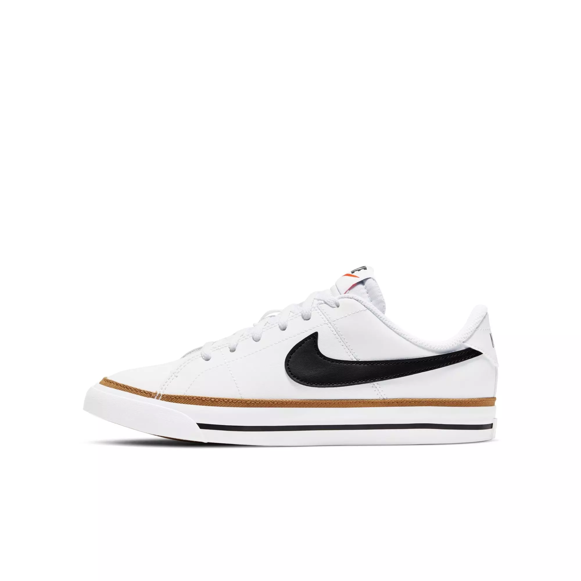 Nike Court Legacy "White/Black-Desert Ochre-Gum Light Brown" Grade School Girls' Shoe - WHITE/BROWN