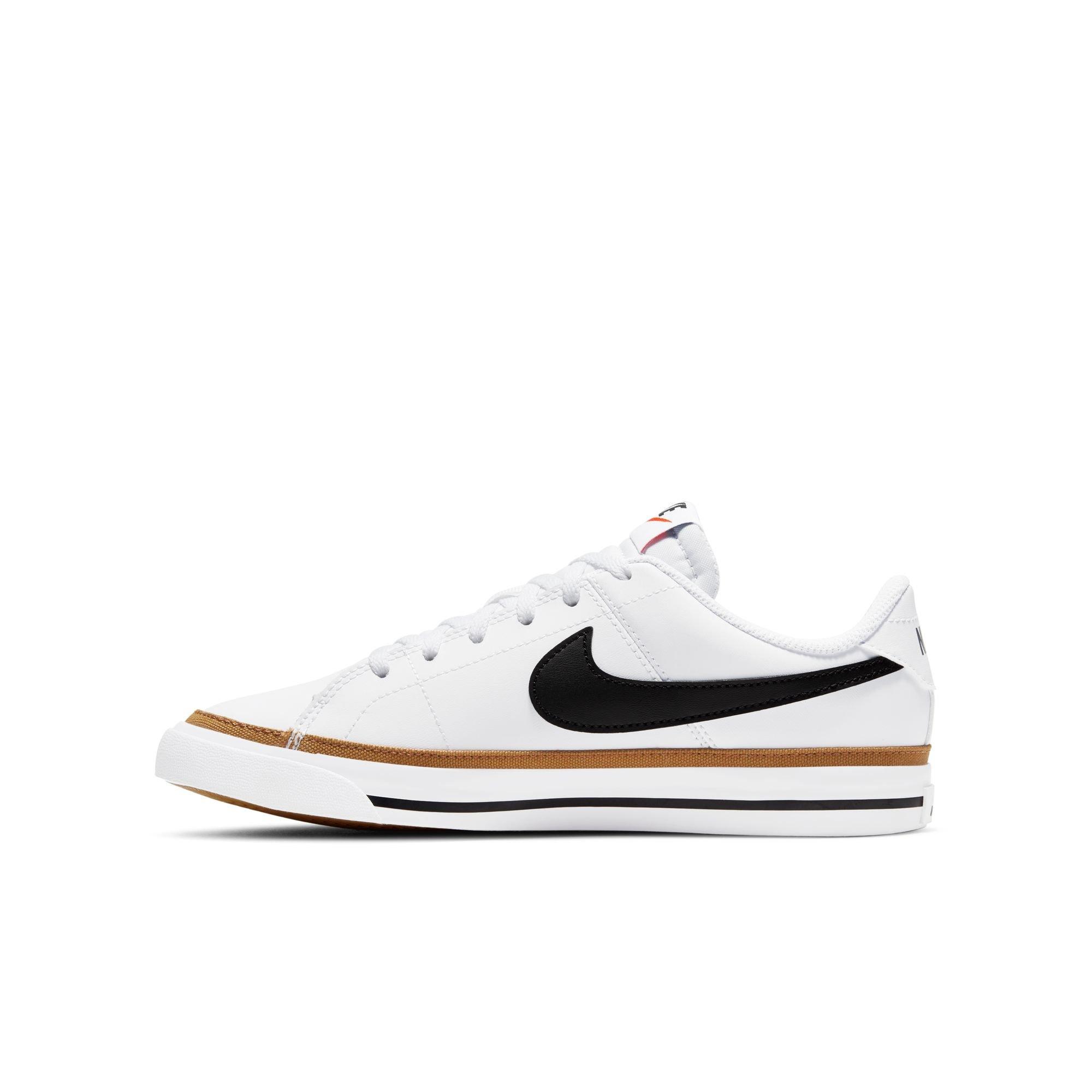 Nike Court Legacy Grade School Girls' "White/Black-Desert Ochre-Gum Light Brown" Shoe