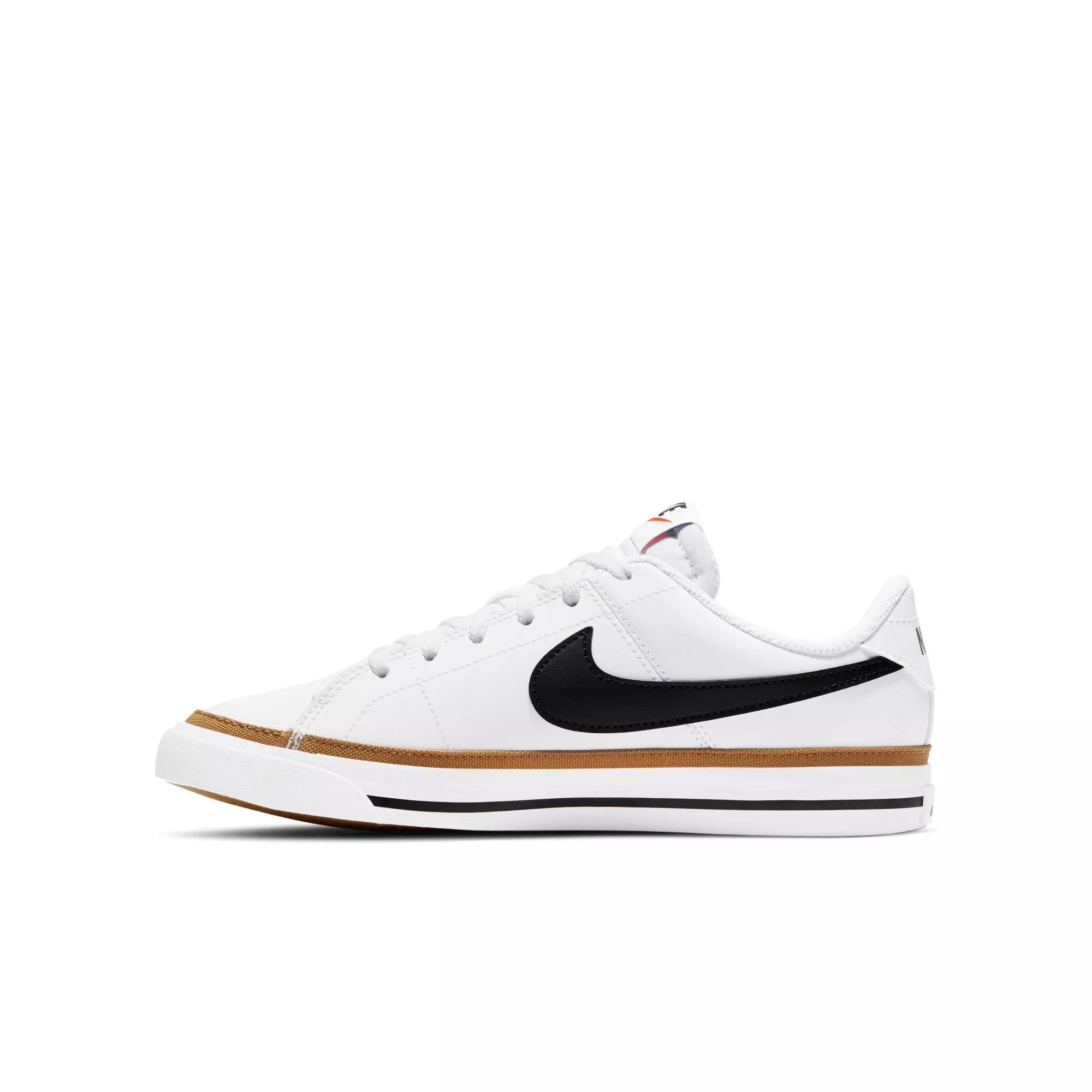 Nike Court Legacy "White/Black-Desert Ochre-Gum Light Brown" Grade School Girls' Shoe - WHITE/BROWN