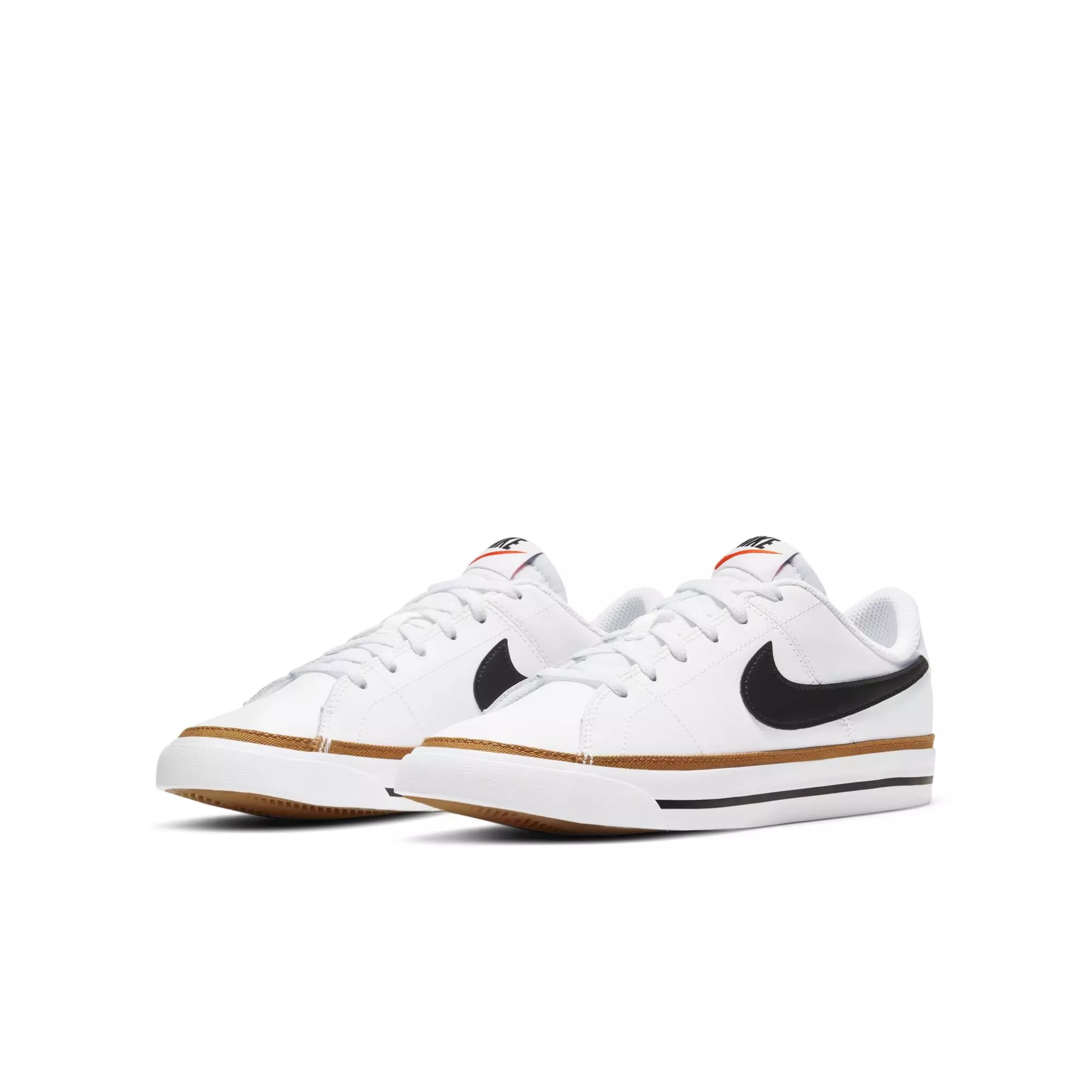 Nike Court Legacy "White/Black-Desert Ochre-Gum Light Brown" Grade School Girls' Shoe - WHITE/BROWN
