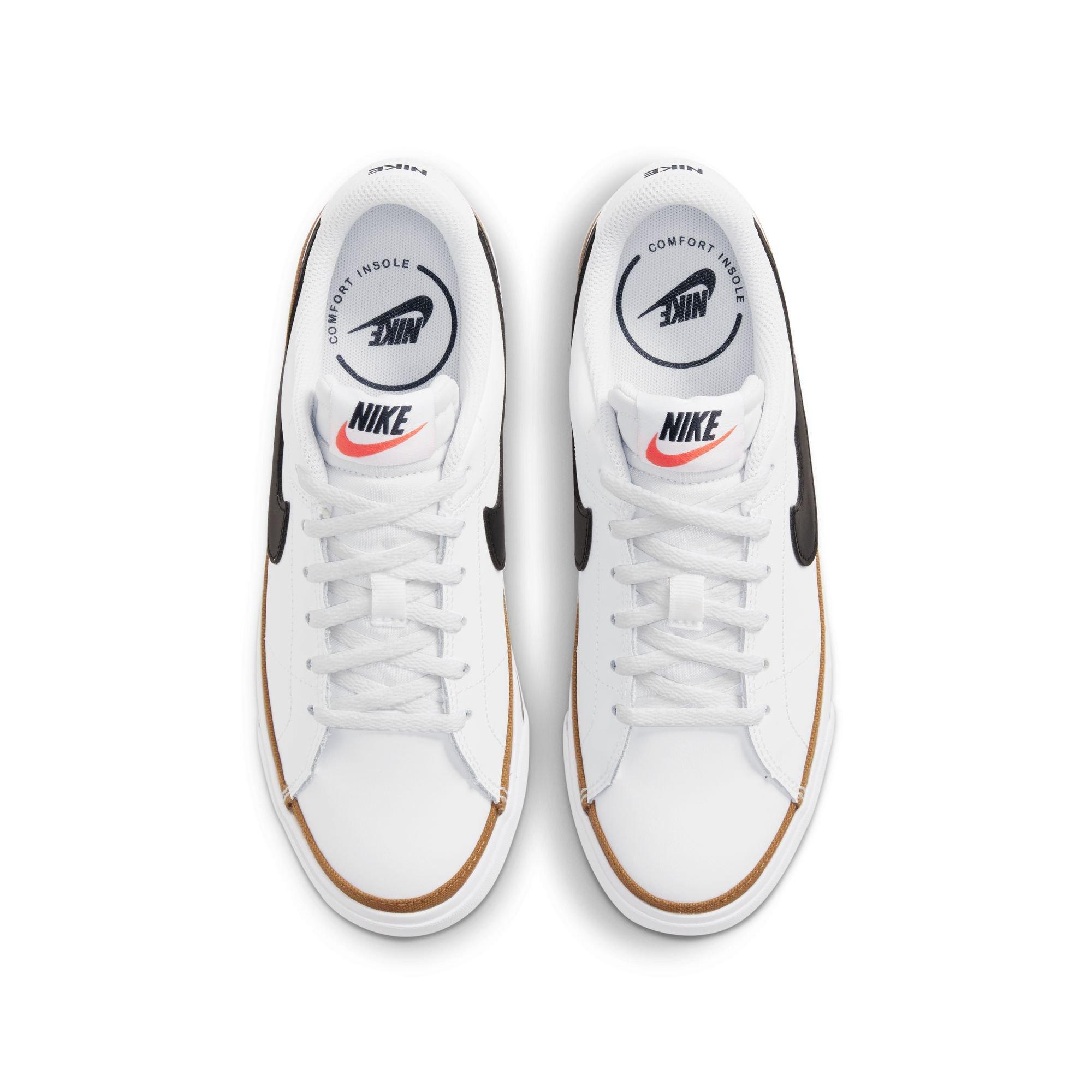 Nike Court Legacy Grade School Girls' "White/Black-Desert Ochre-Gum Light Brown" Shoe