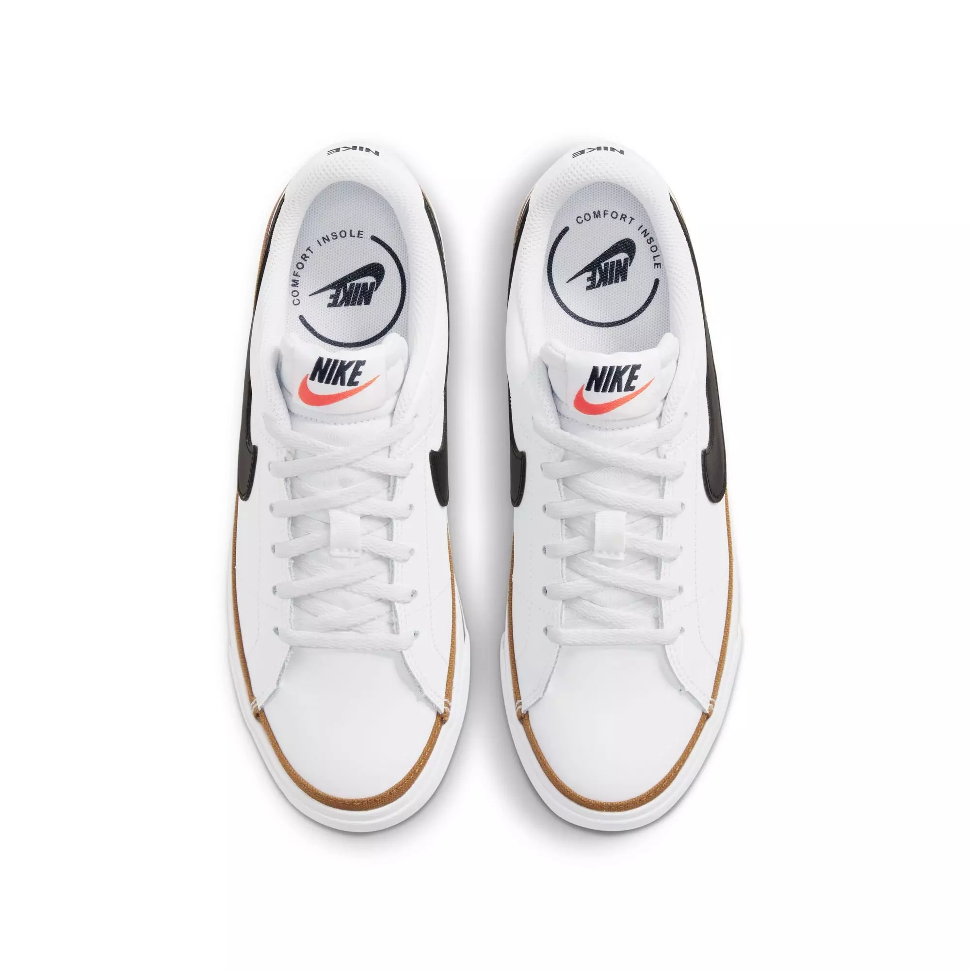 Nike Court Legacy "White/Black-Desert Ochre-Gum Light Brown" Grade School Girls' Shoe - WHITE/BROWN