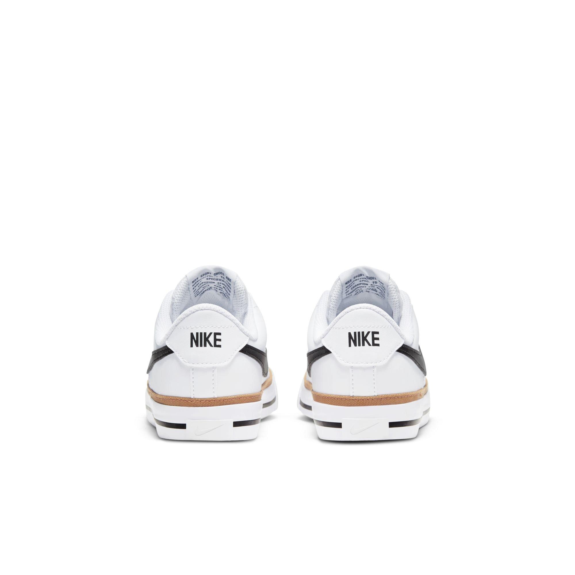 Nike Court Legacy Grade School Girls' "White/Black-Desert Ochre-Gum Light Brown" Shoe