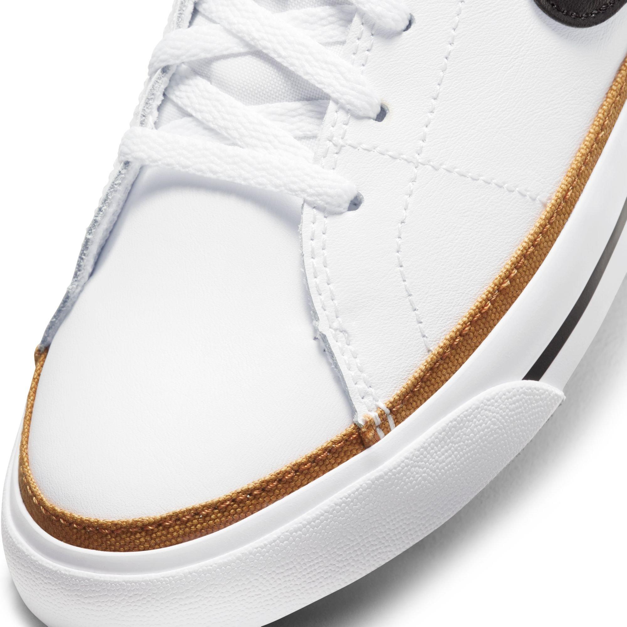 Nike Court Legacy Grade School Girls' "White/Black-Desert Ochre-Gum Light Brown" Shoe