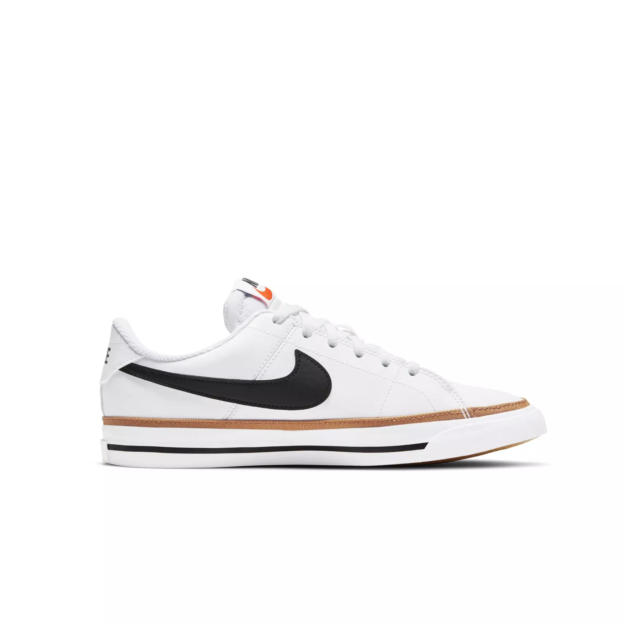 Nike Court Legacy "White/Black-Desert Ochre-Gum Light Brown" Grade School Girls' Shoe - WHITE/BROWN