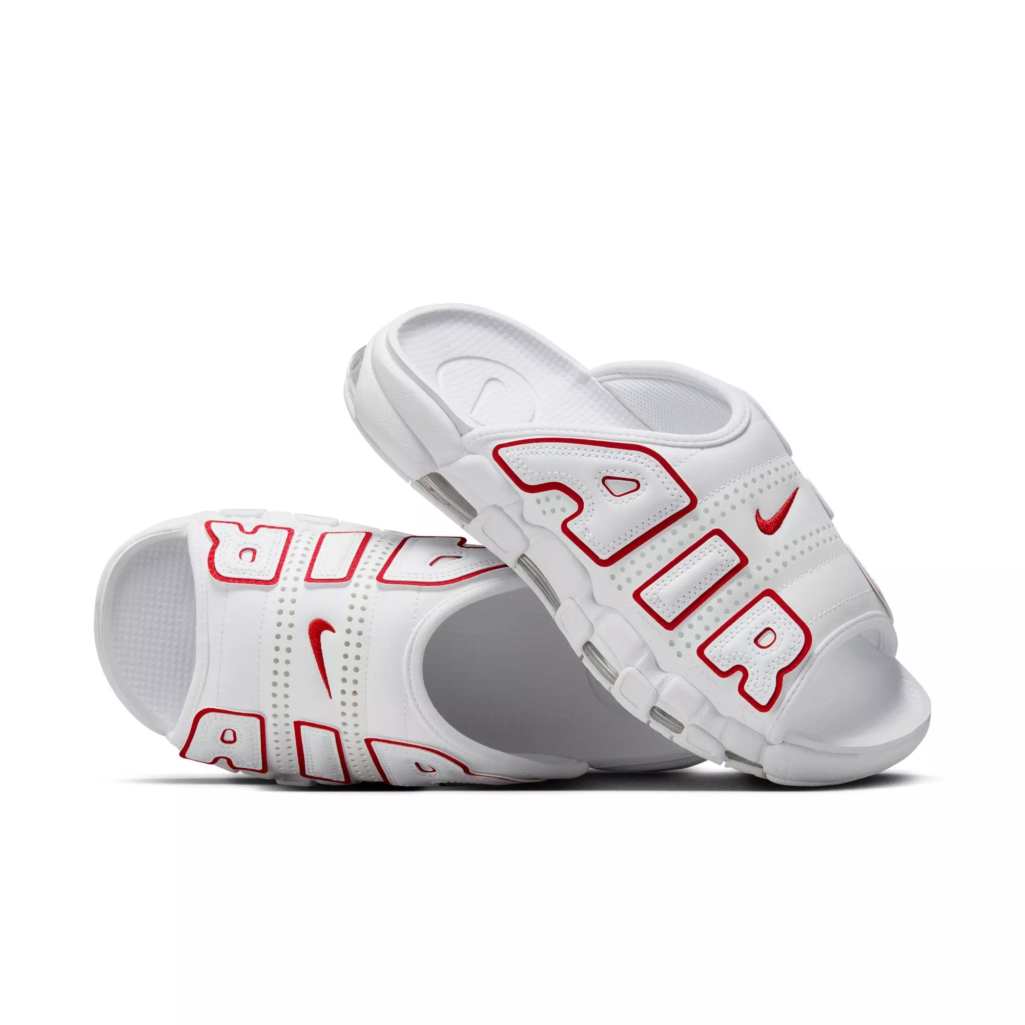 Nike Air More Uptempo "White/University Red" Men's Slide - WHITE/RED