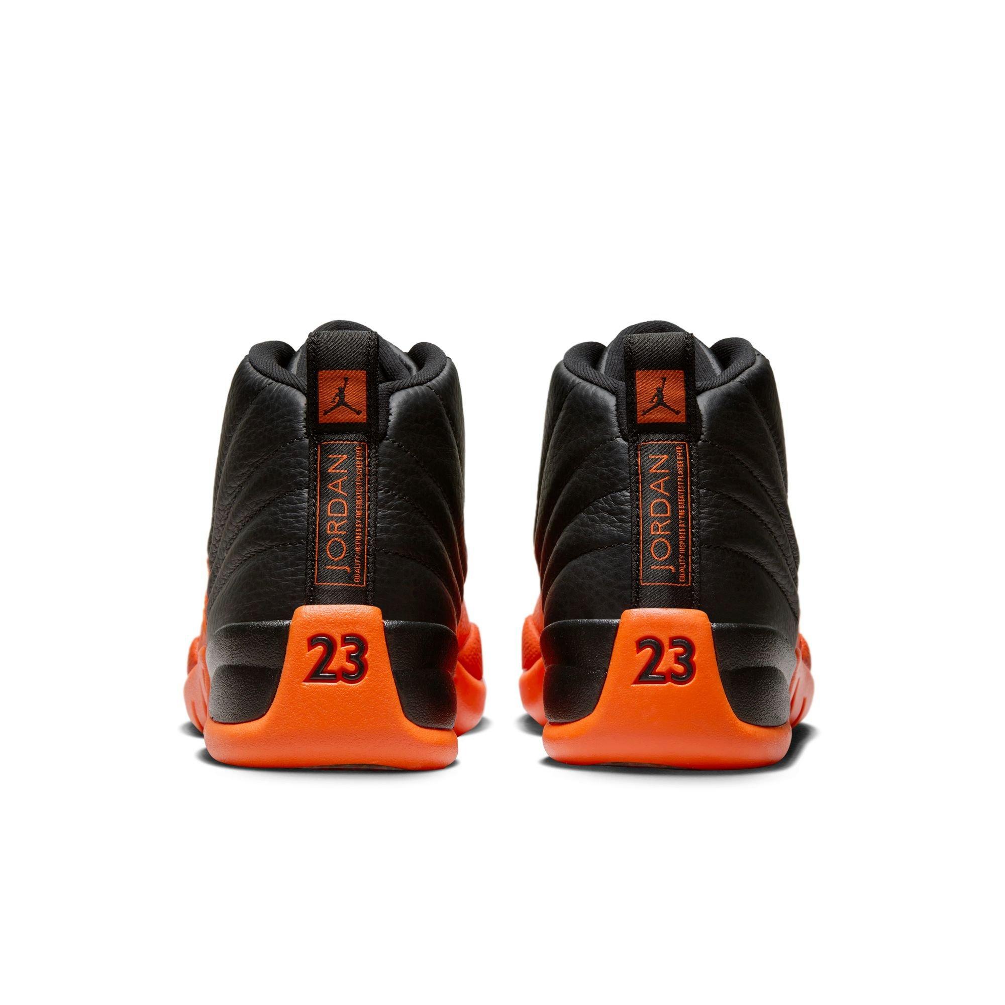 jordans 12 orange and grey