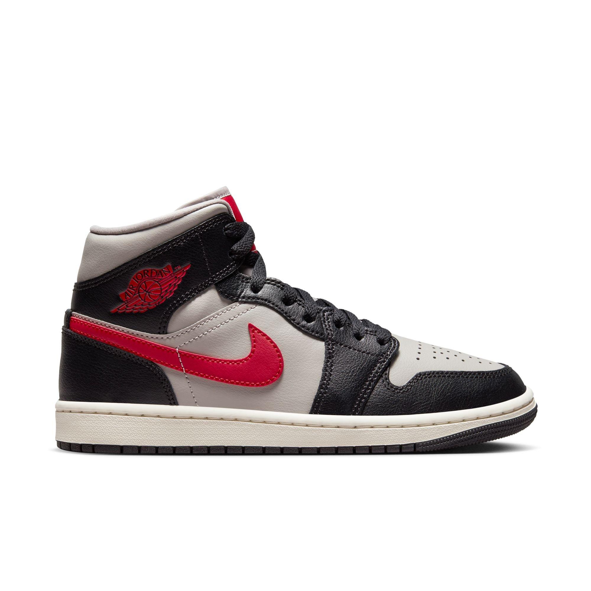 Jordan 1 Mid Black/Gym Red Women's Shoe - Hibbett