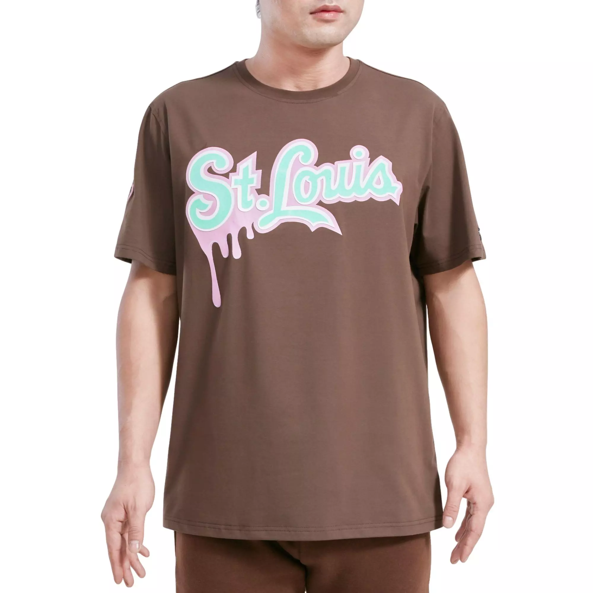 Pro Standard Men's St. Louis Cardinals Drip Logo Short Sleeve Tee - BROWN