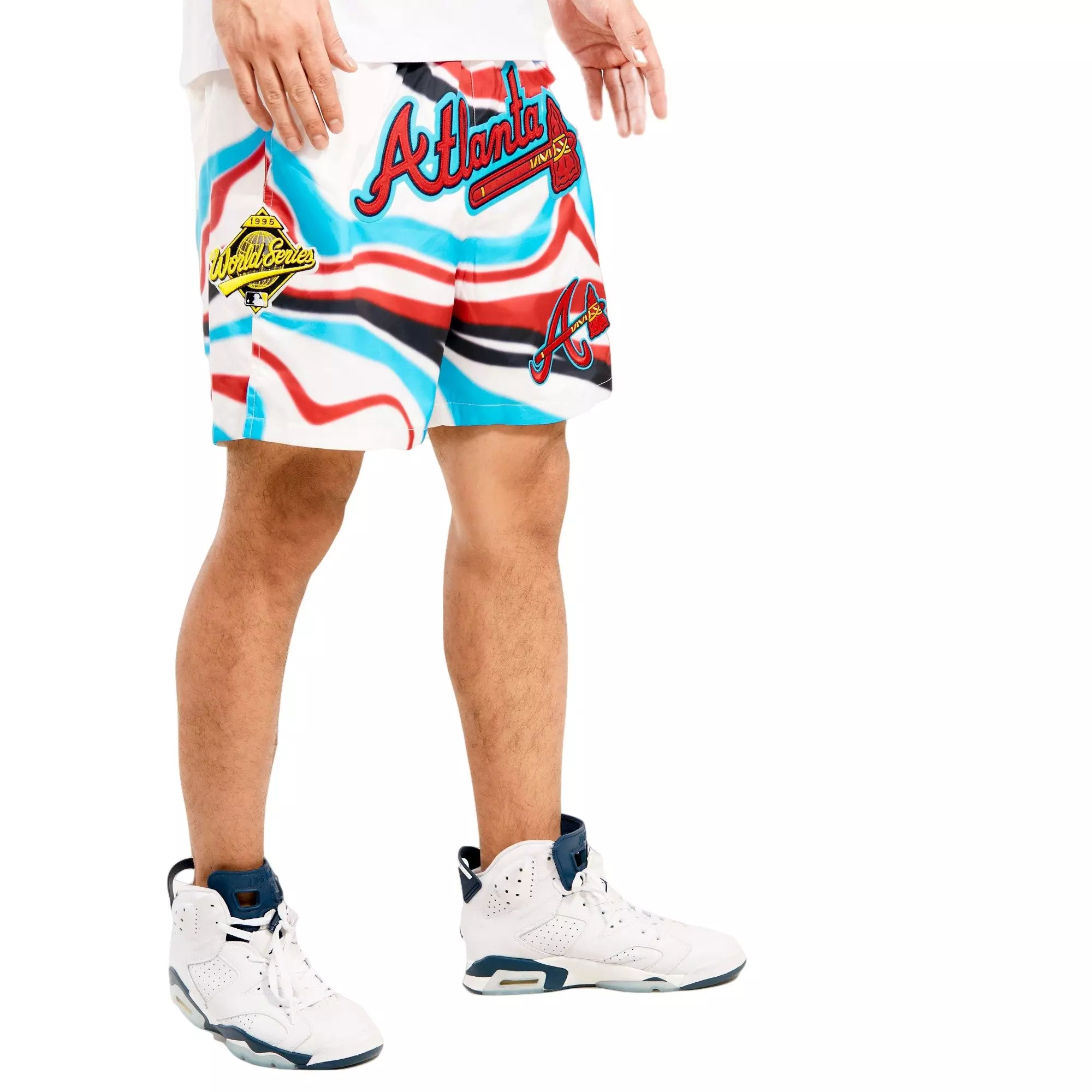 Pro Standard Men's Atlanta Braves Swirl Woven Shorts - CREAM