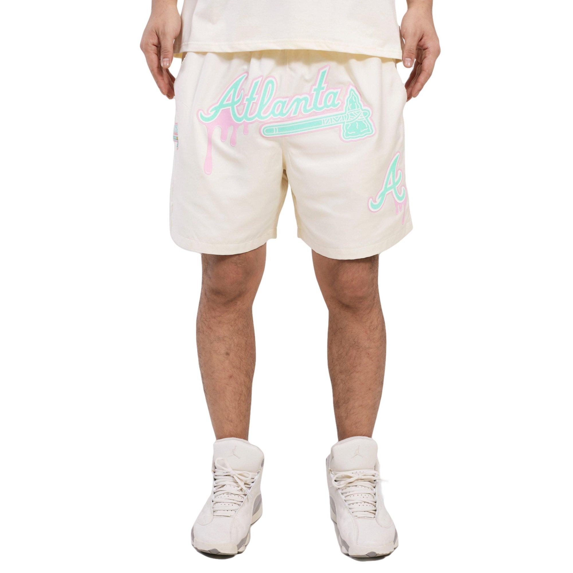 Pro Standard Men's Atlanta Braves Drip Logo Woven Shorts - CREAM Thumbnail View 1