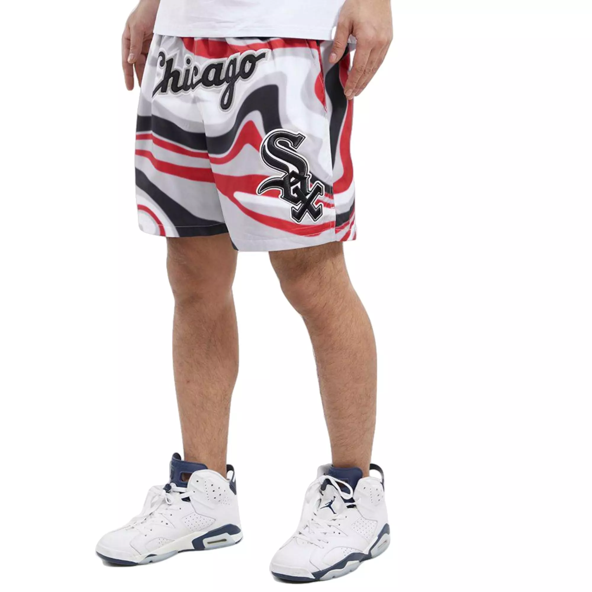 Pro Standard Men's Chicago White Sox Swirl Woven Shorts - BLACK/RED