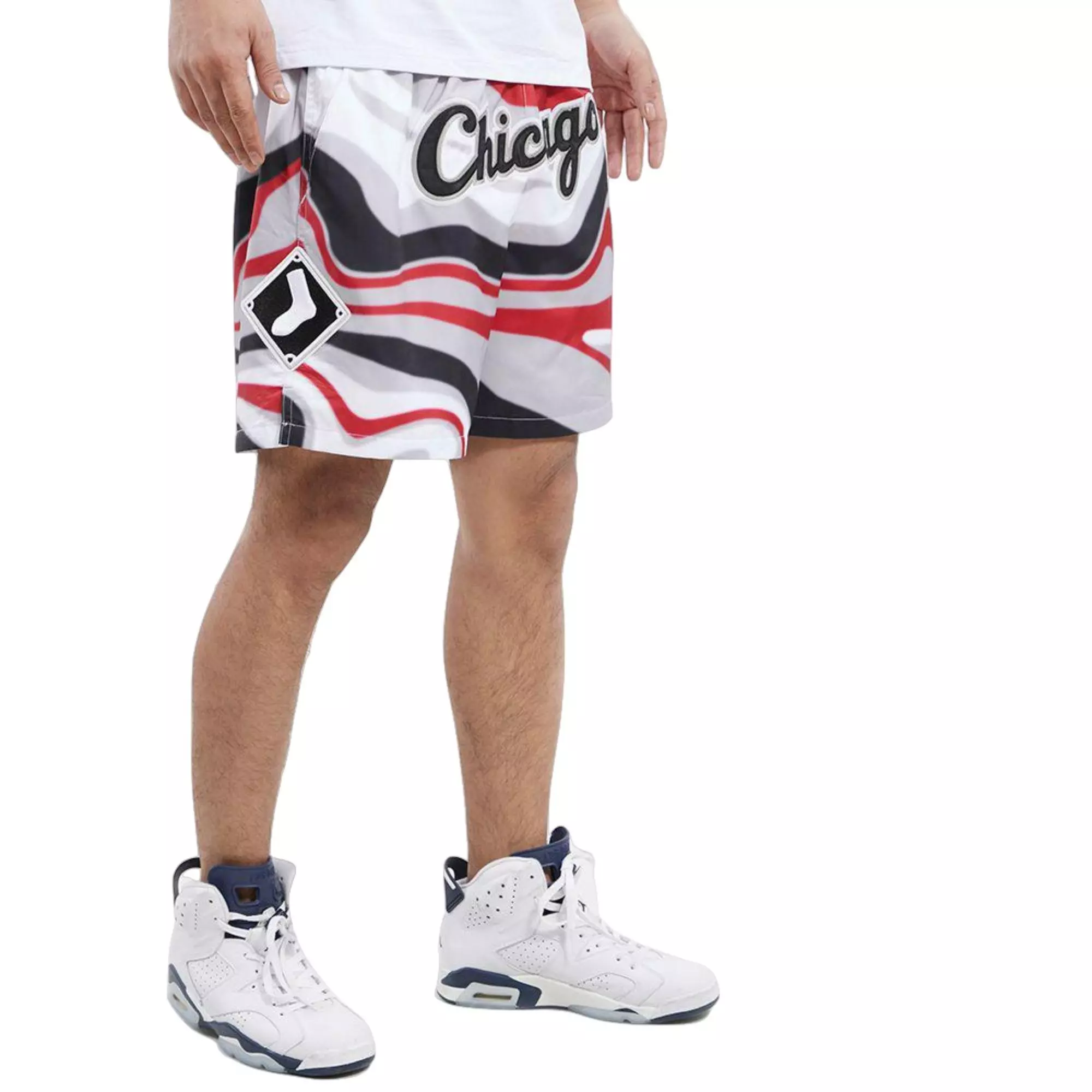 Pro Standard Men's Chicago White Sox Swirl Woven Shorts - BLACK/RED