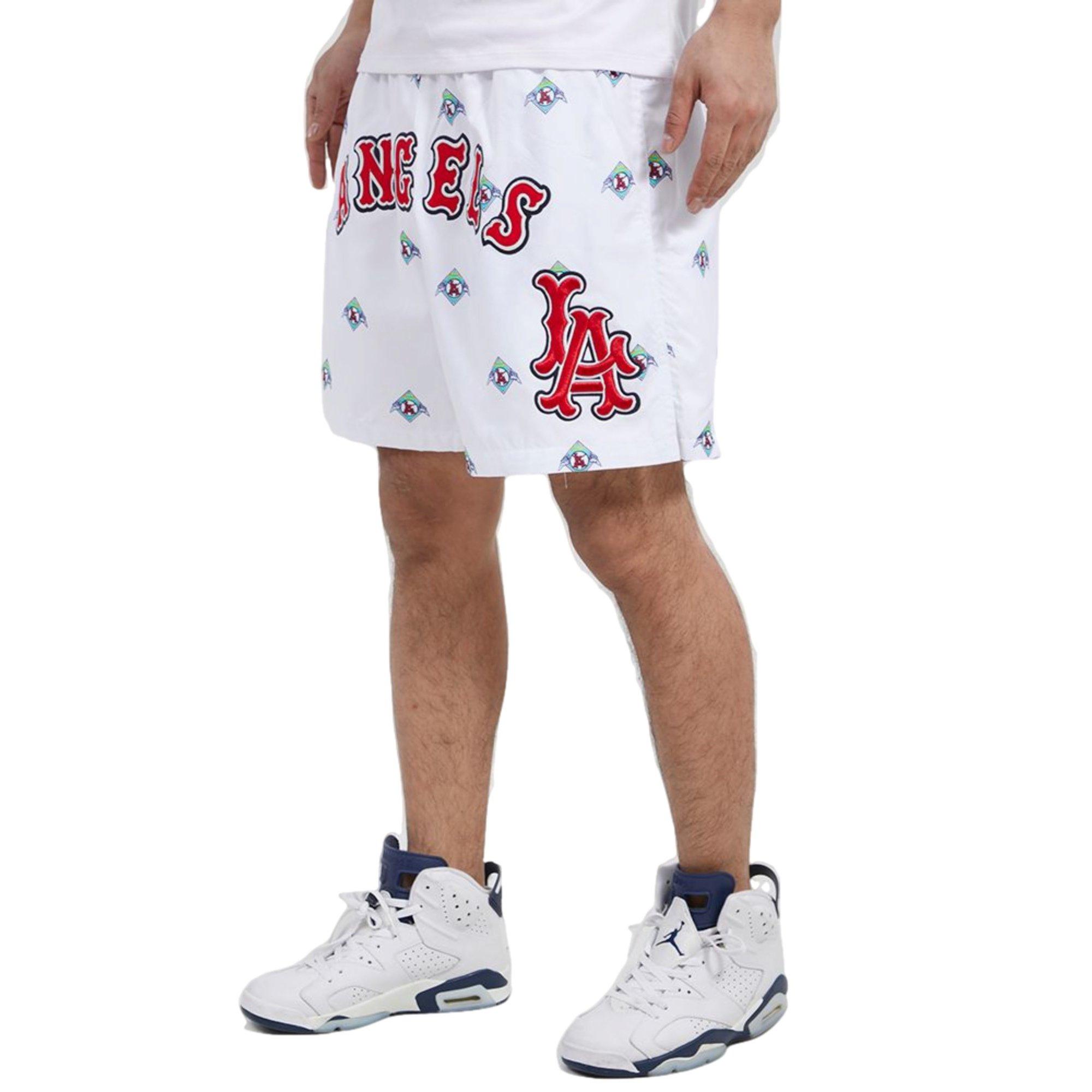 Pro Standard Men's Los Angeles Angels Woven Shorts - WHITE/RED Thumbnail View 3