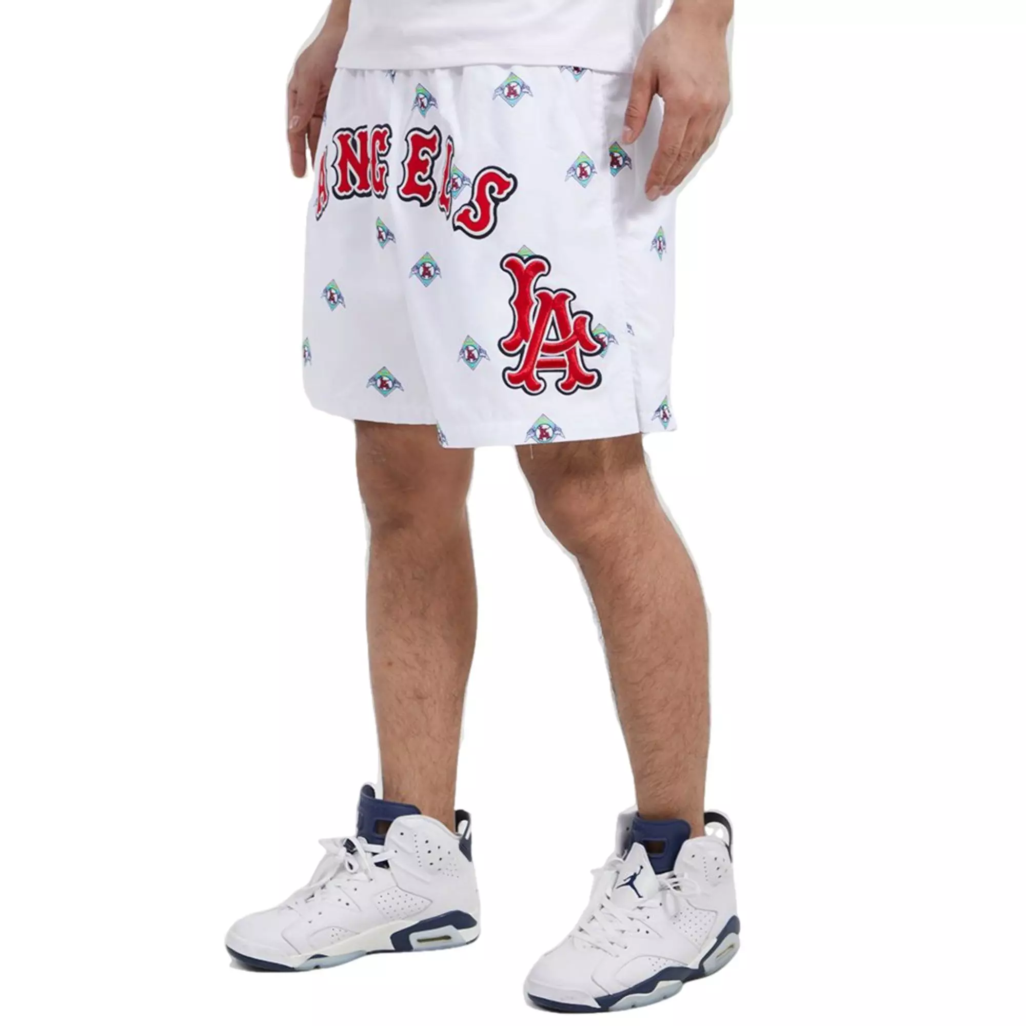 Pro Standard Men's Los Angeles Angels Woven Shorts - WHITE/RED