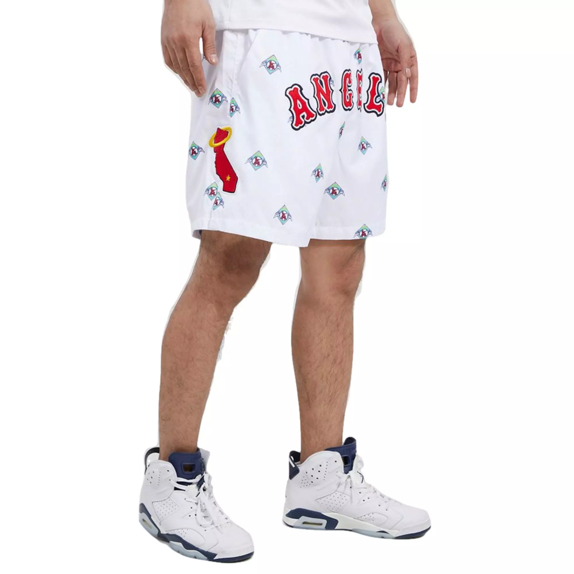 Pro Standard Men's Los Angeles Angels Woven Shorts - WHITE/RED