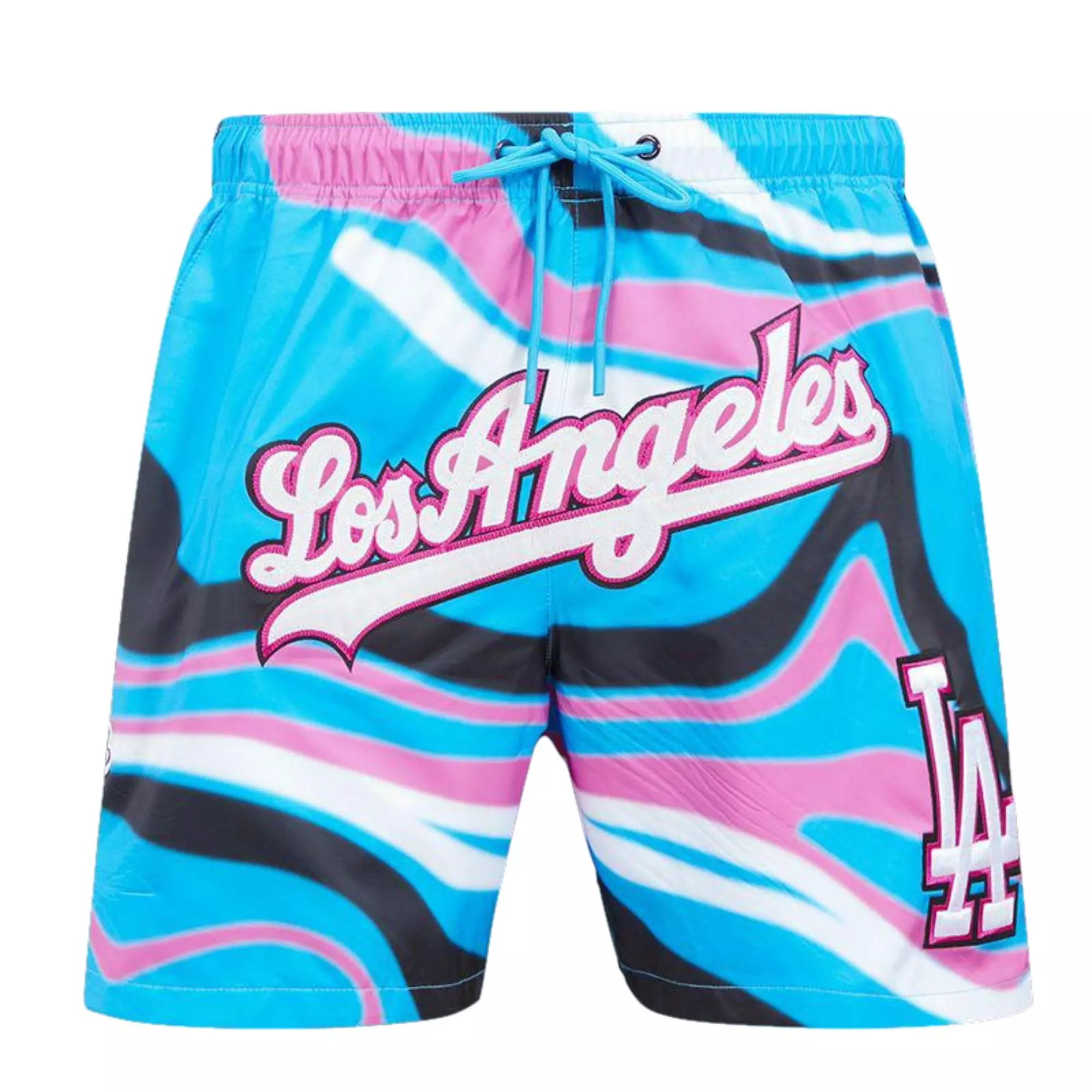 Pro Standard Men's Los Angeles Dodgers Swirl Woven Shorts - BLUE/PINK