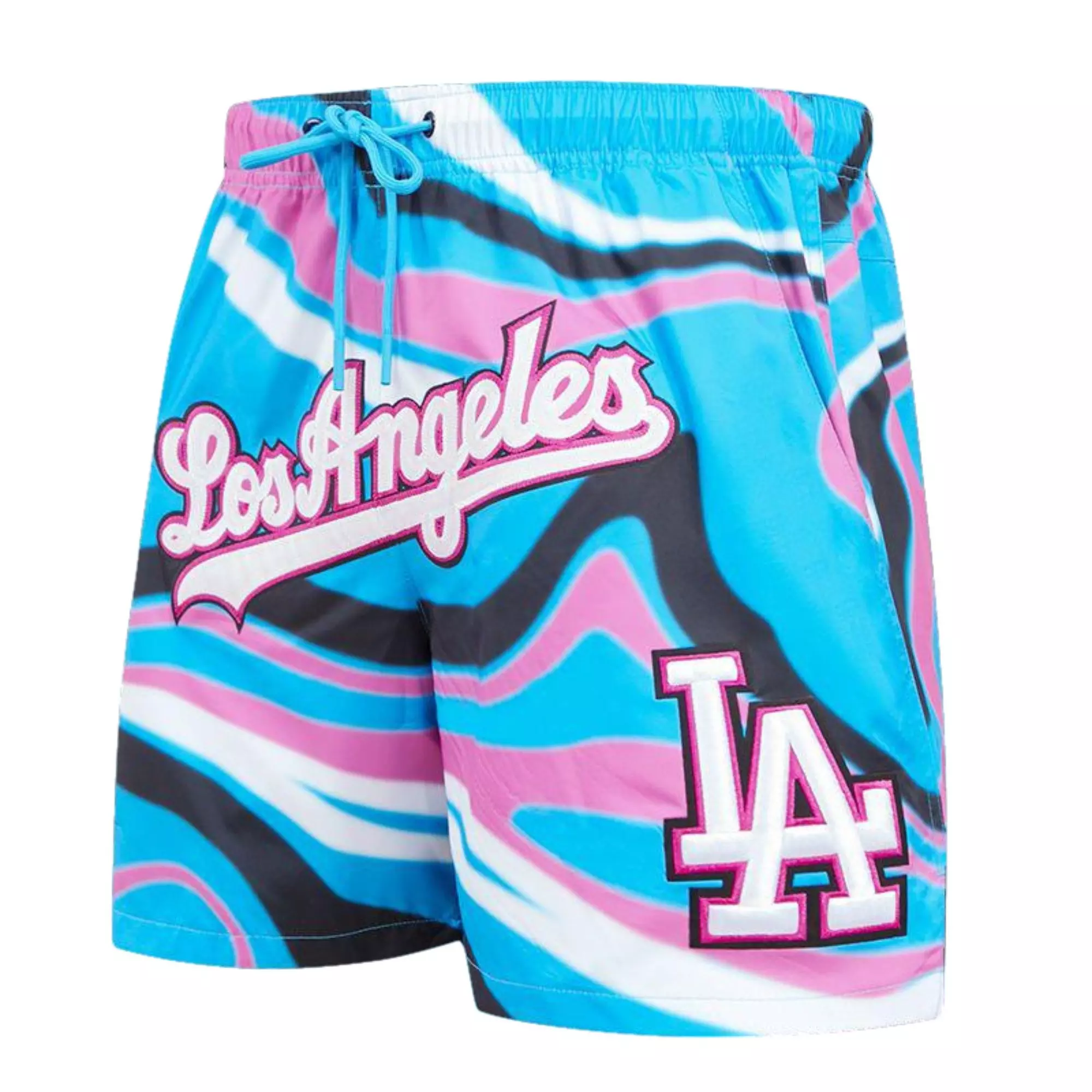 Pro Standard Men's Los Angeles Dodgers Swirl Woven Shorts - BLUE/PINK