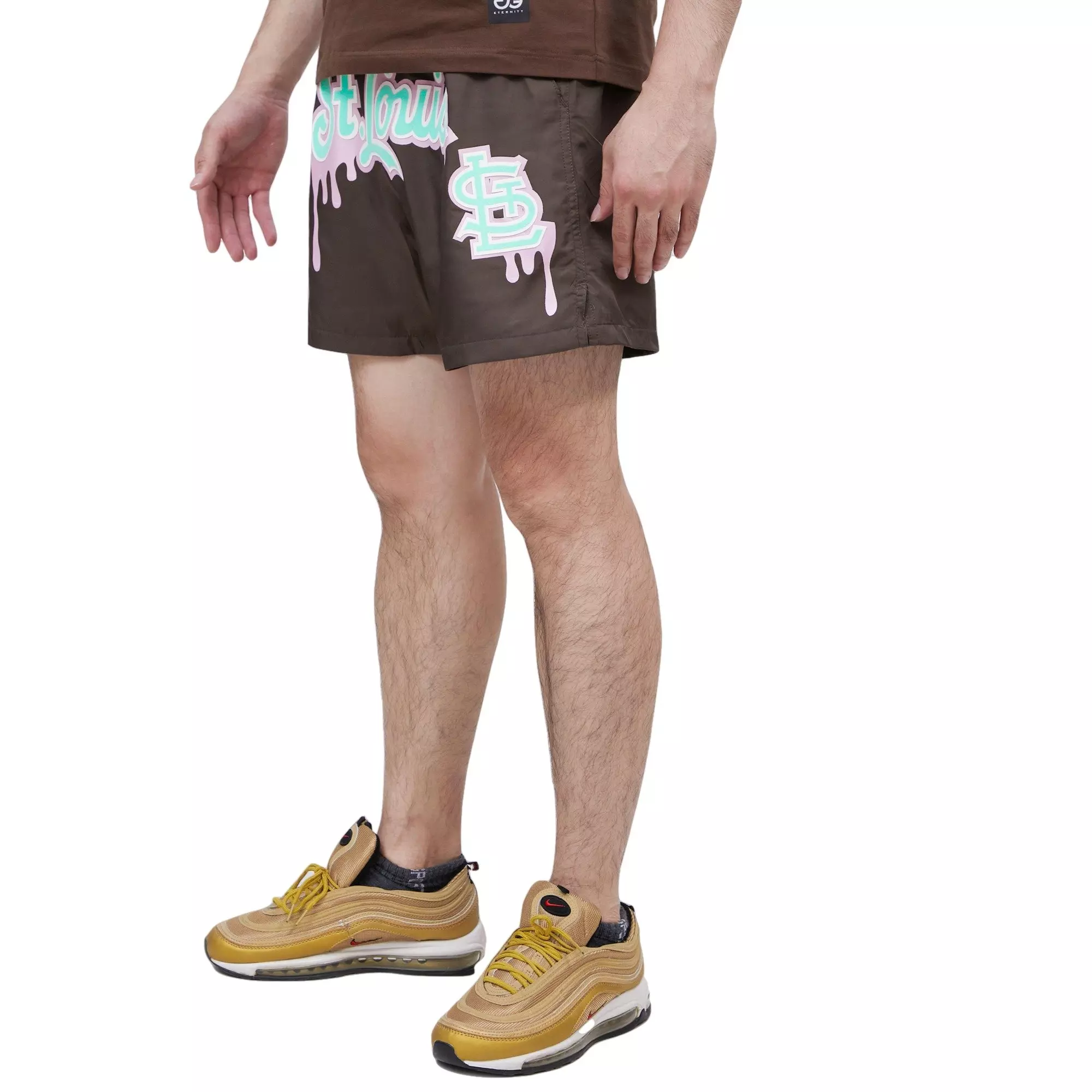 Pro Standard Men's St. Louis Cardinals Drip Logo Woven Shorts - BROWN