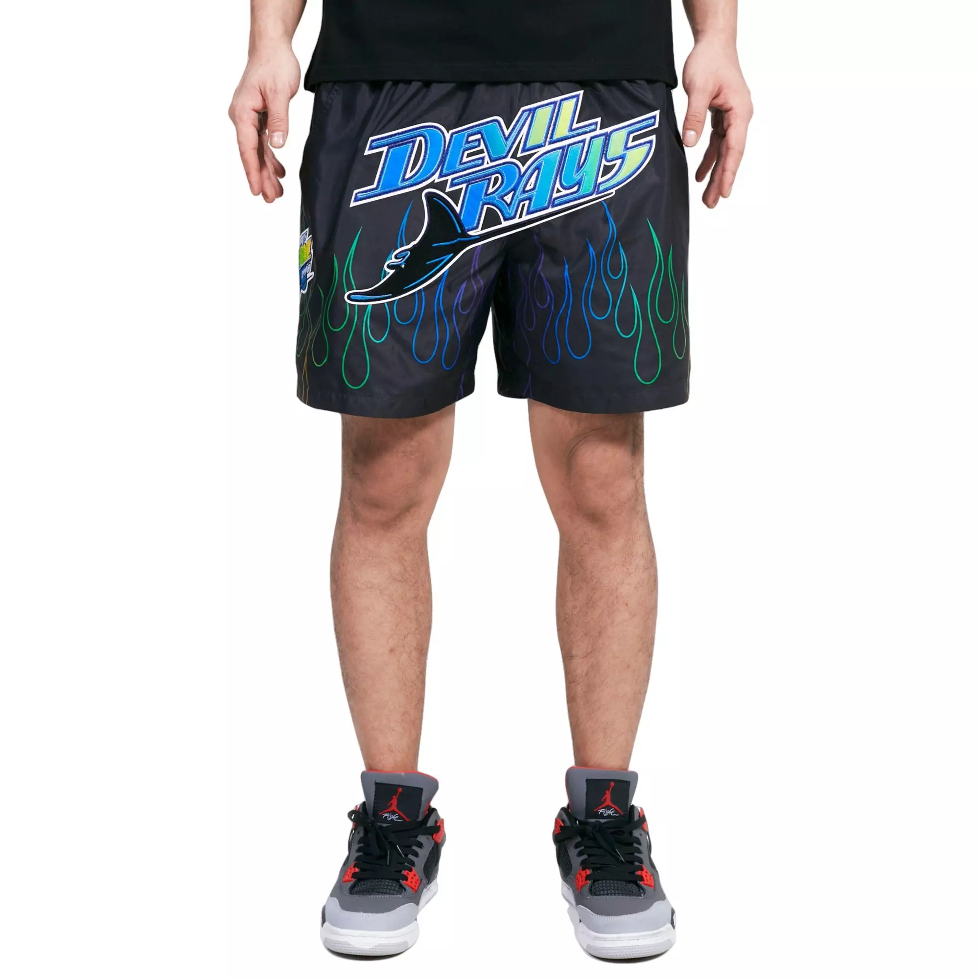Pro Standard Men's Tampa Bay Devil Rays Flame Woven Shorts - BLACK/PURPLE