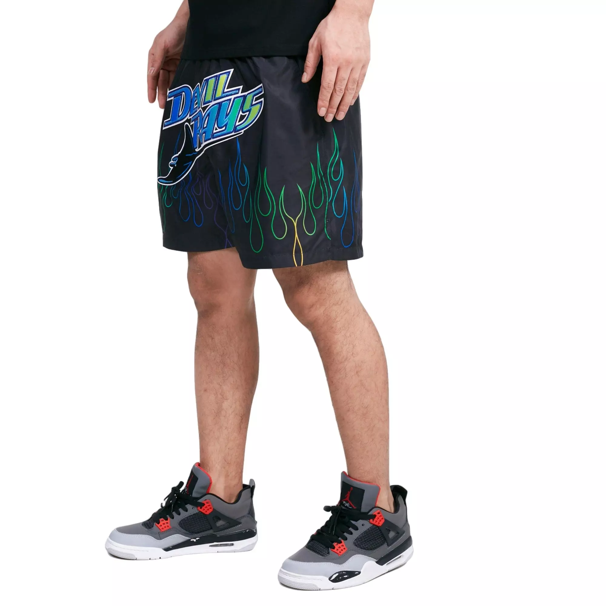 Pro Standard Men's Tampa Bay Devil Rays Flame Woven Shorts - BLACK/PURPLE