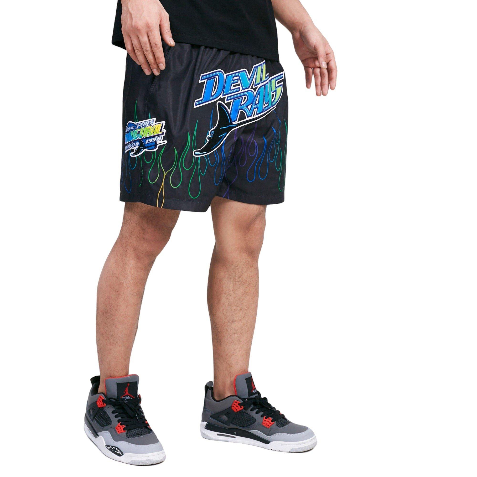 Pro Standard Men's Tampa Bay Devil Rays Flame Woven Shorts - BLACK/PURPLE Thumbnail View 4