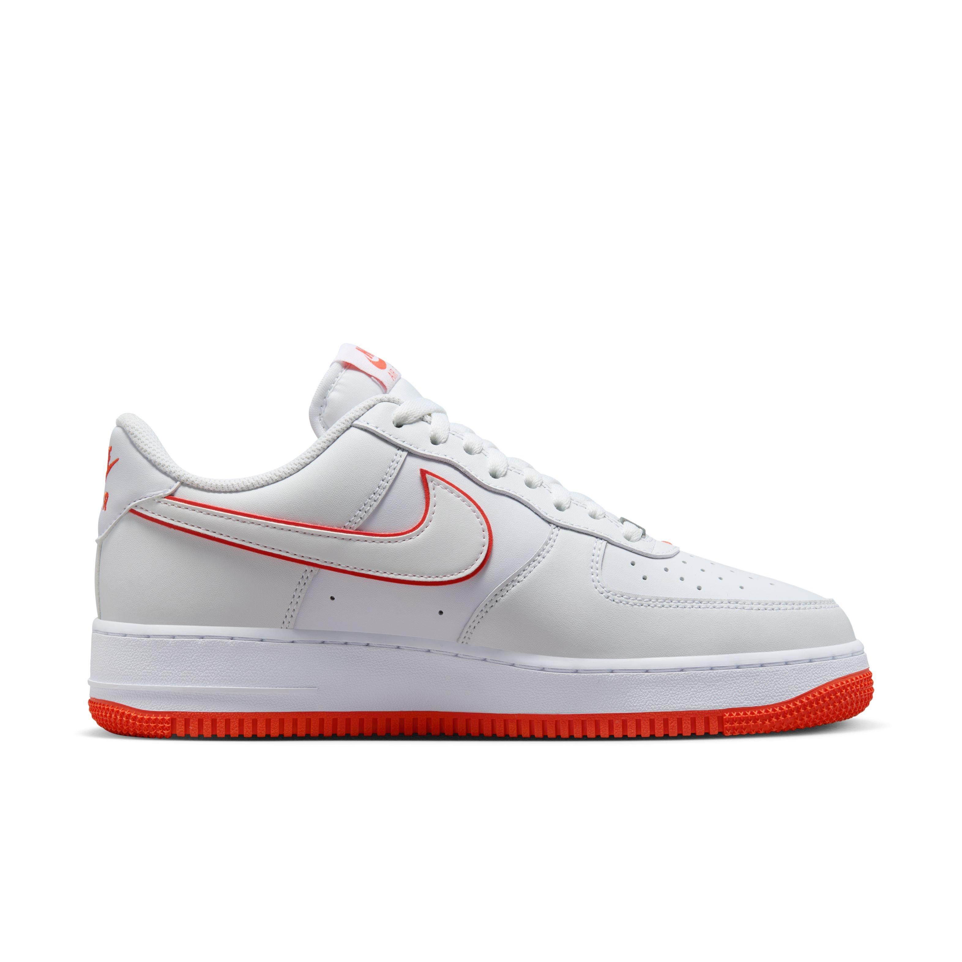 Nike Air Force 1 07 LV8 White/Team Orange Men's Shoes - Hibbett