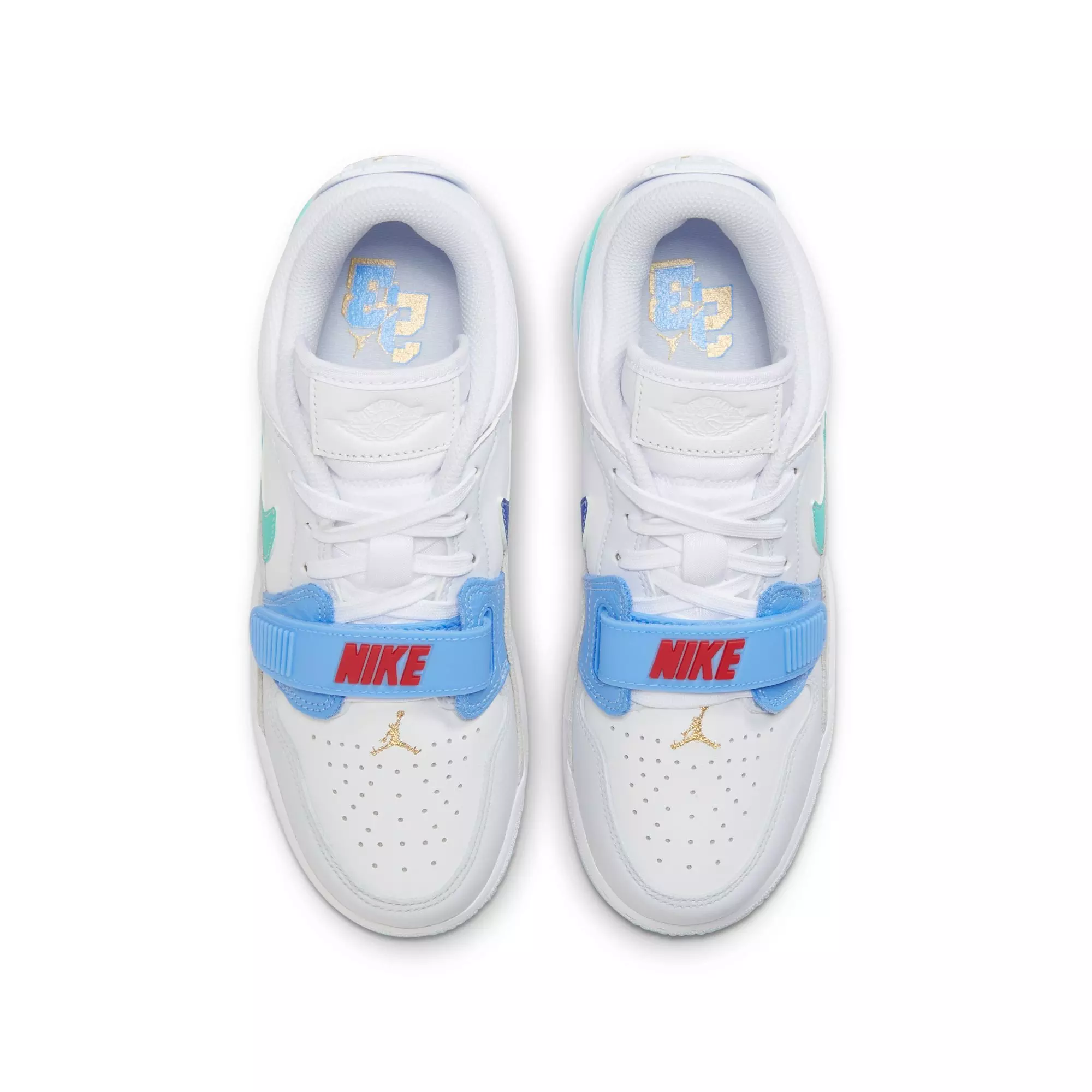 Jordan Legacy 312 "White/Emerald Rise/University Red" Grade School Boys' Shoe - WHITE/BLUE