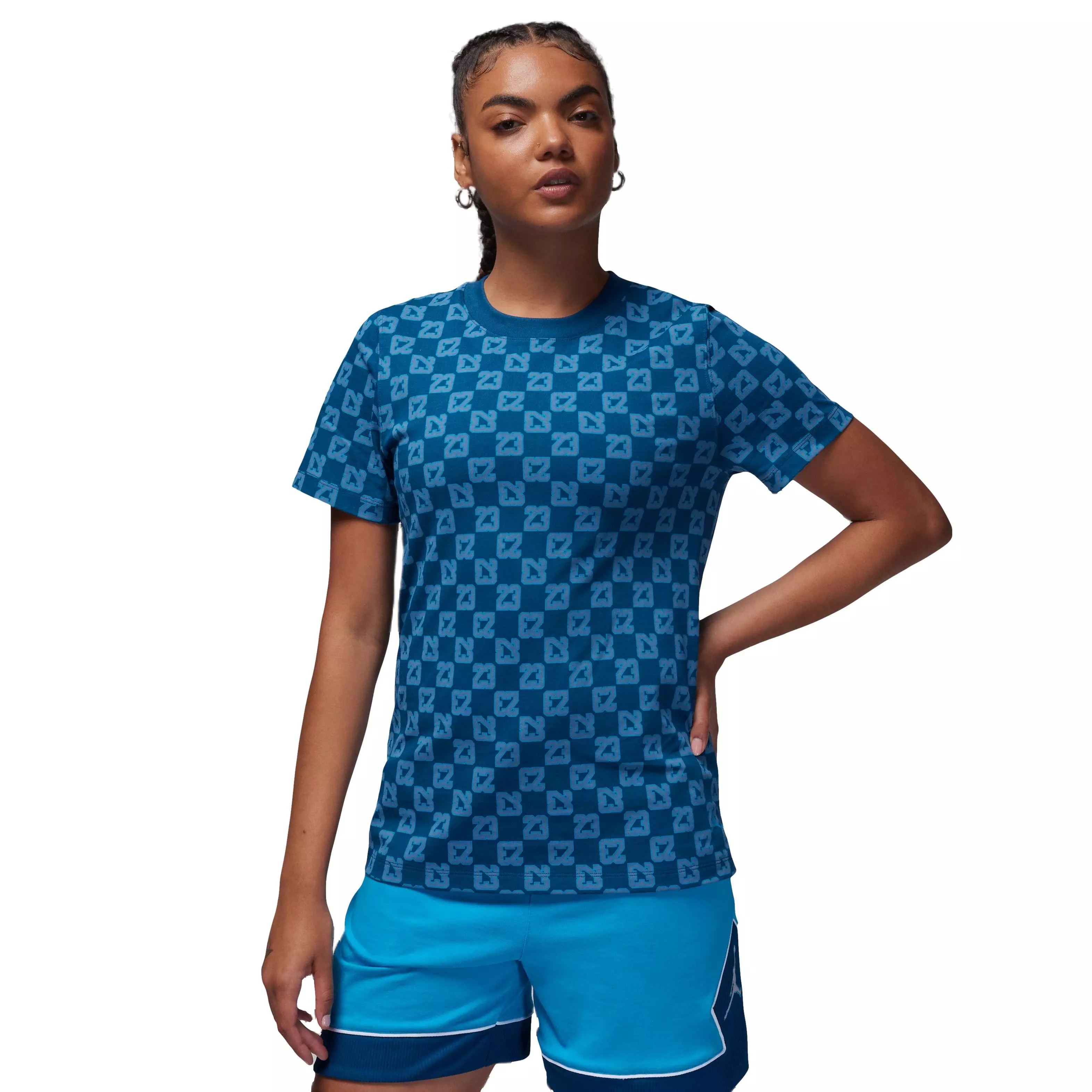 Jordan Women's All Over Print Tee-Blue - BLUE