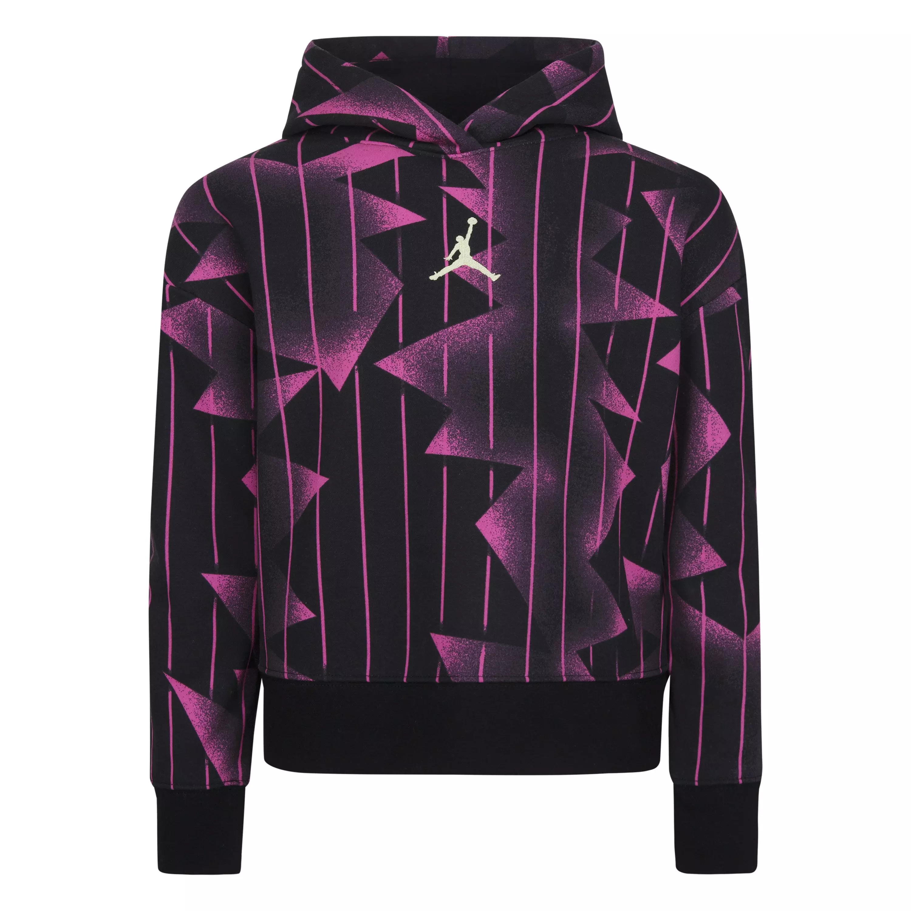 Jordan Big Girls' Essentials All-Over-Printed Pullover Hoodie - Black/Pink - BLACK/PINK