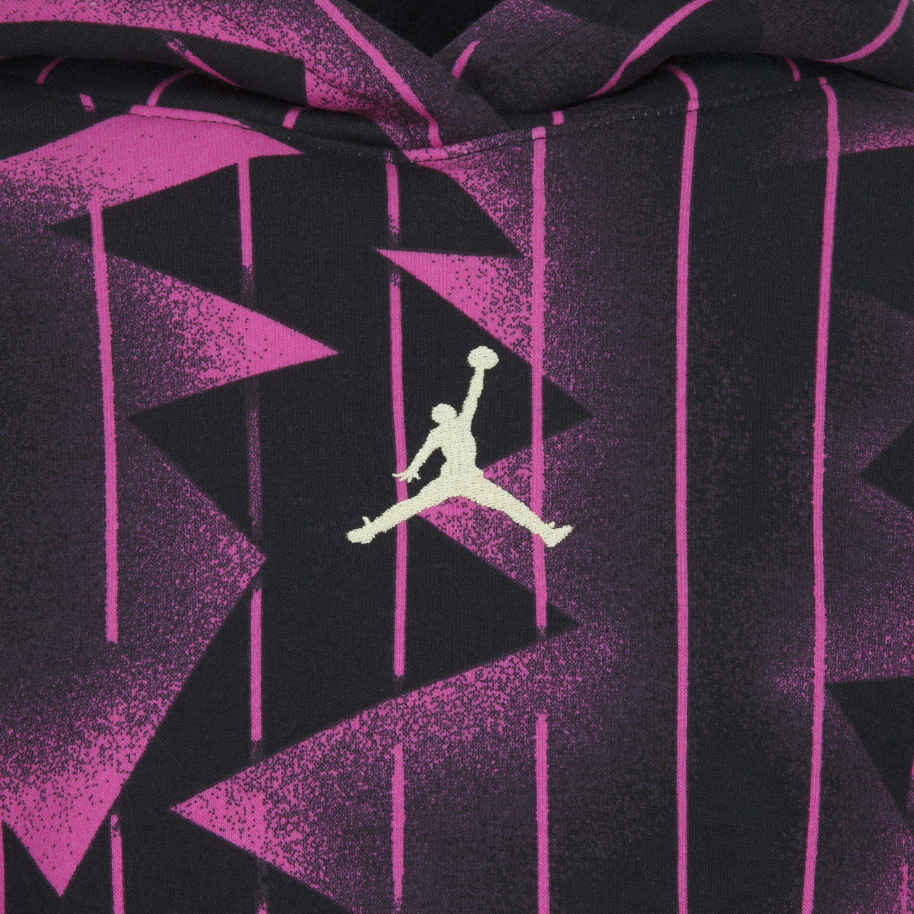 Jordan Essentials All-Over-Printed Big Girls' Hoodie - Black/Pink