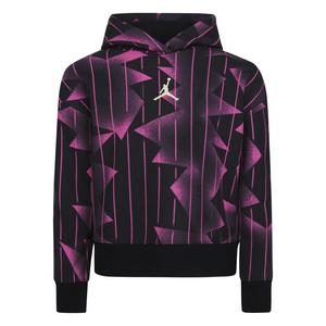 Jordan Big Girls' Essentials All-Over-Printed Pullover Hoodie - Black/Pink