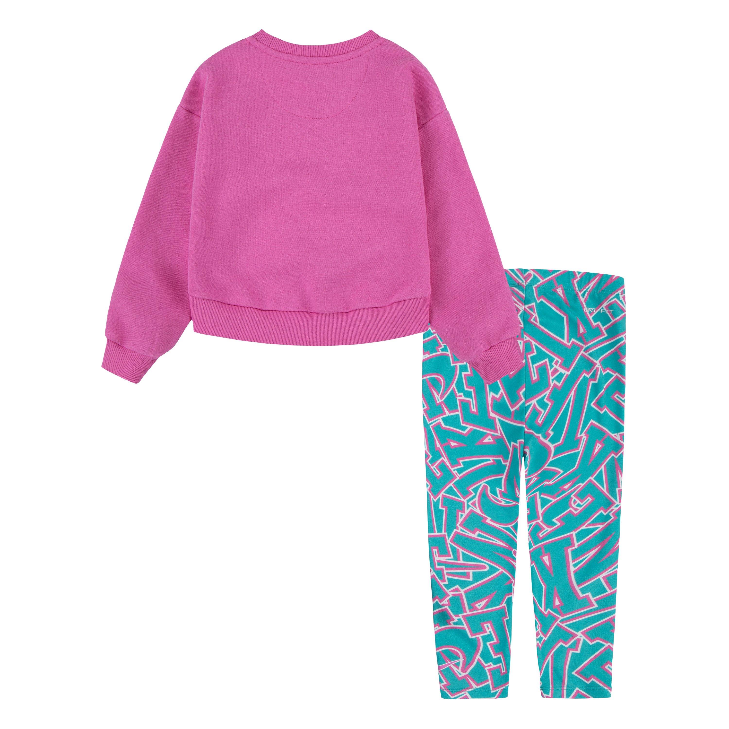 Nike Little Girls' Join The Club Leggings Set - PINK/GREEN Thumbnail View 2