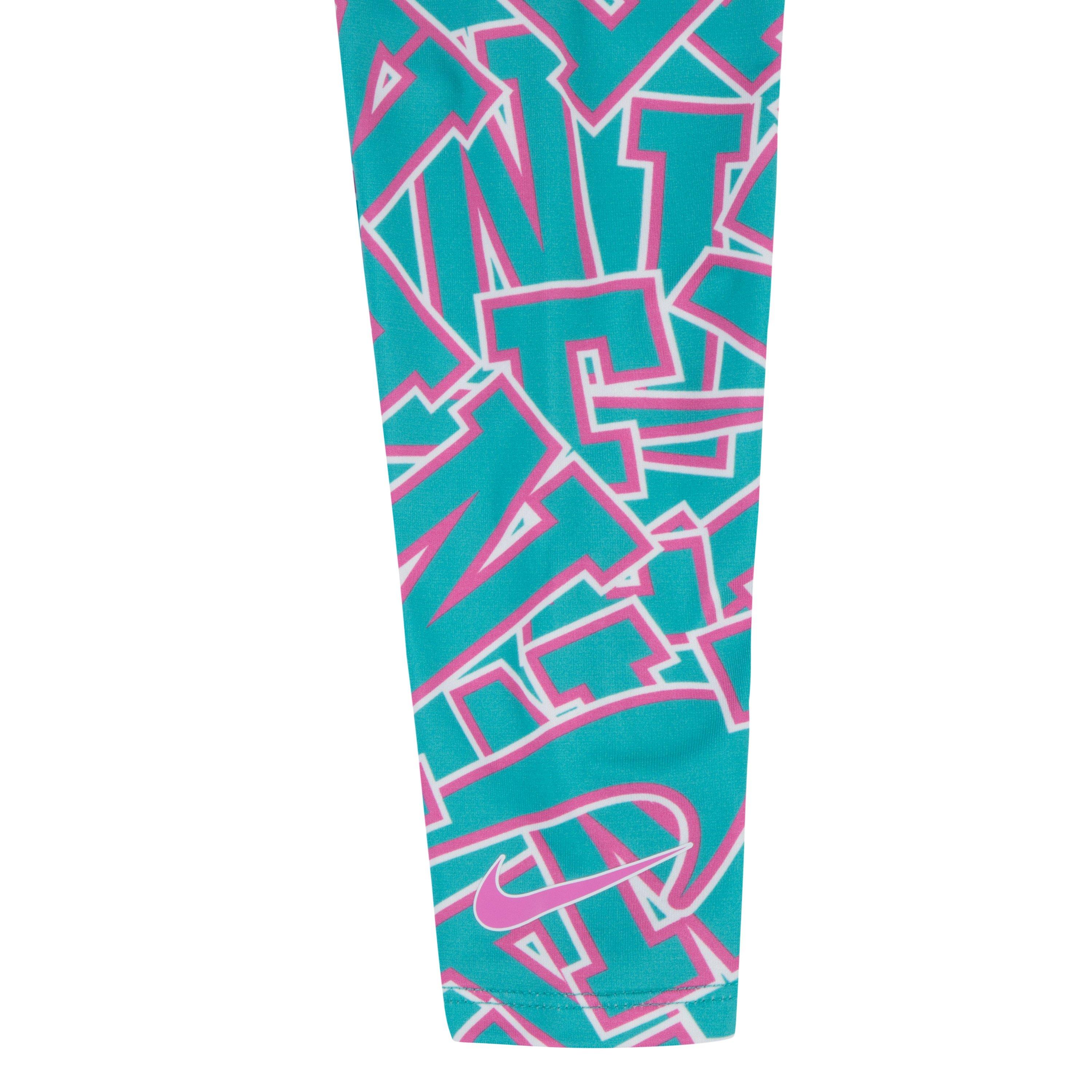 Nike Little Girls' Join The Club Leggings Set - PINK/GREEN Thumbnail View 6